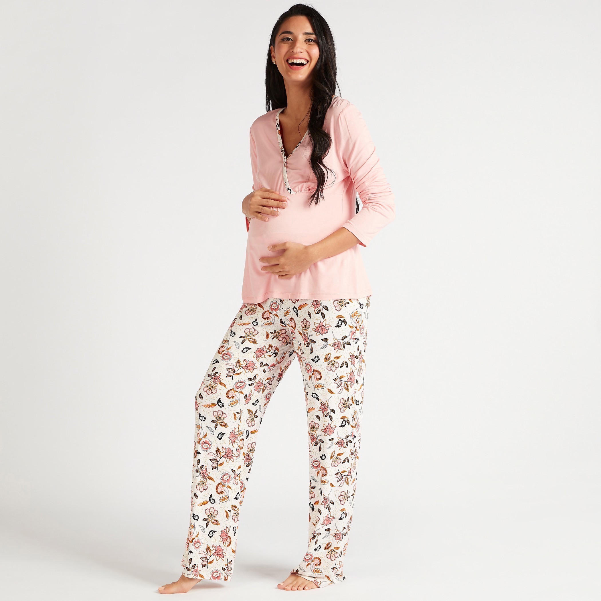 Floral Print 2-Piece Maternity Nightwear Set-women-clothing-maternity-nightwear-image-5