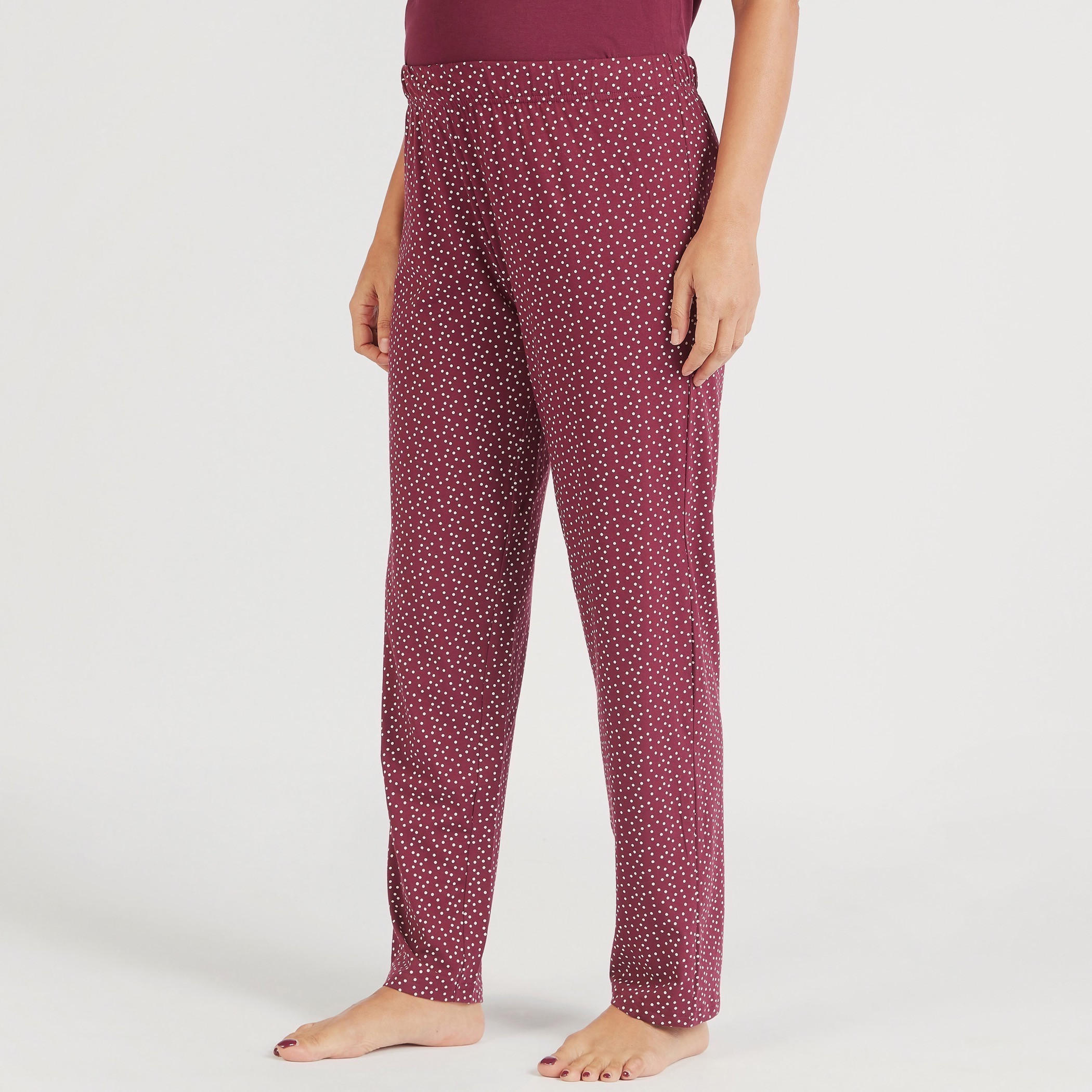 Solid Maternity T-shirt and Full Length Printed Pyjama Set-women-clothing-maternity-nightwear-image-5