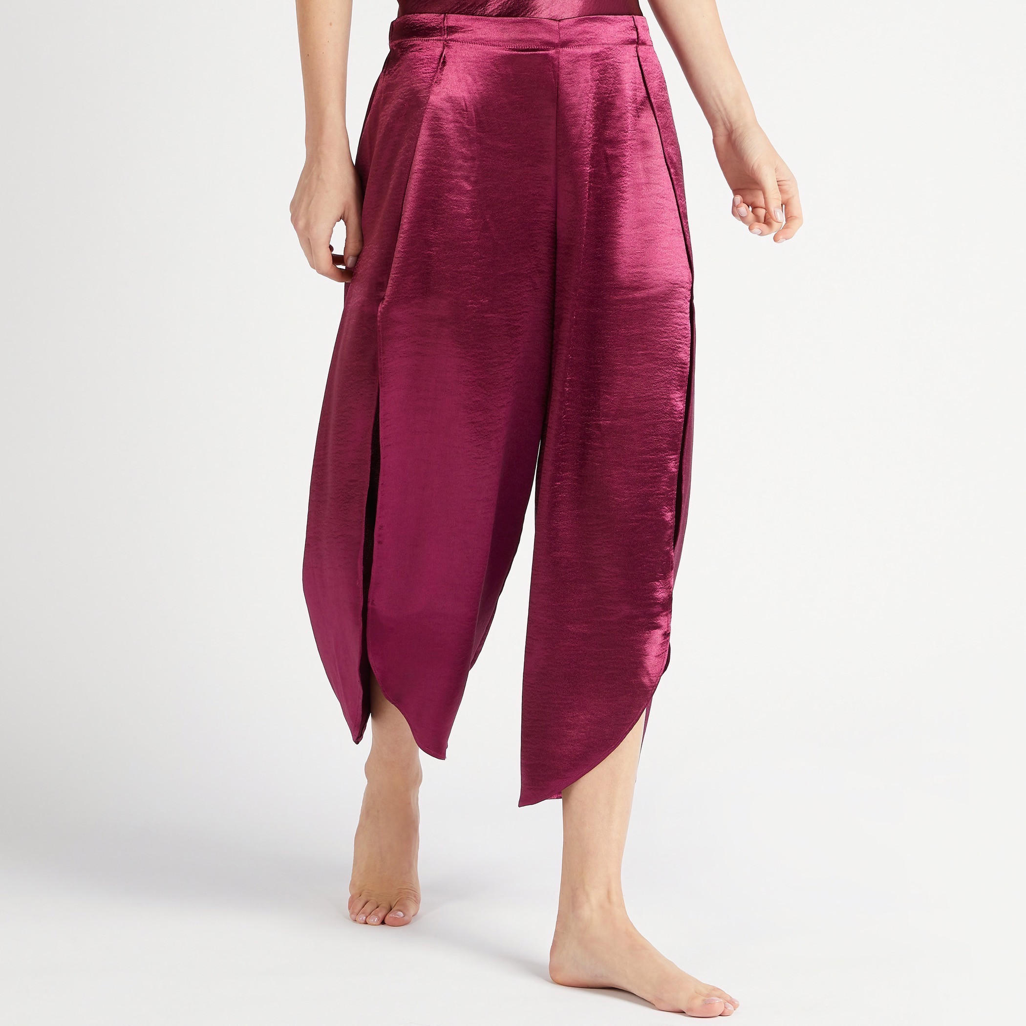 طقم بنطلون بيجاما وبلوزة سادة بياقة v وأحزمة-women-clothing-nightwear-pyjamas-longsets-image-1