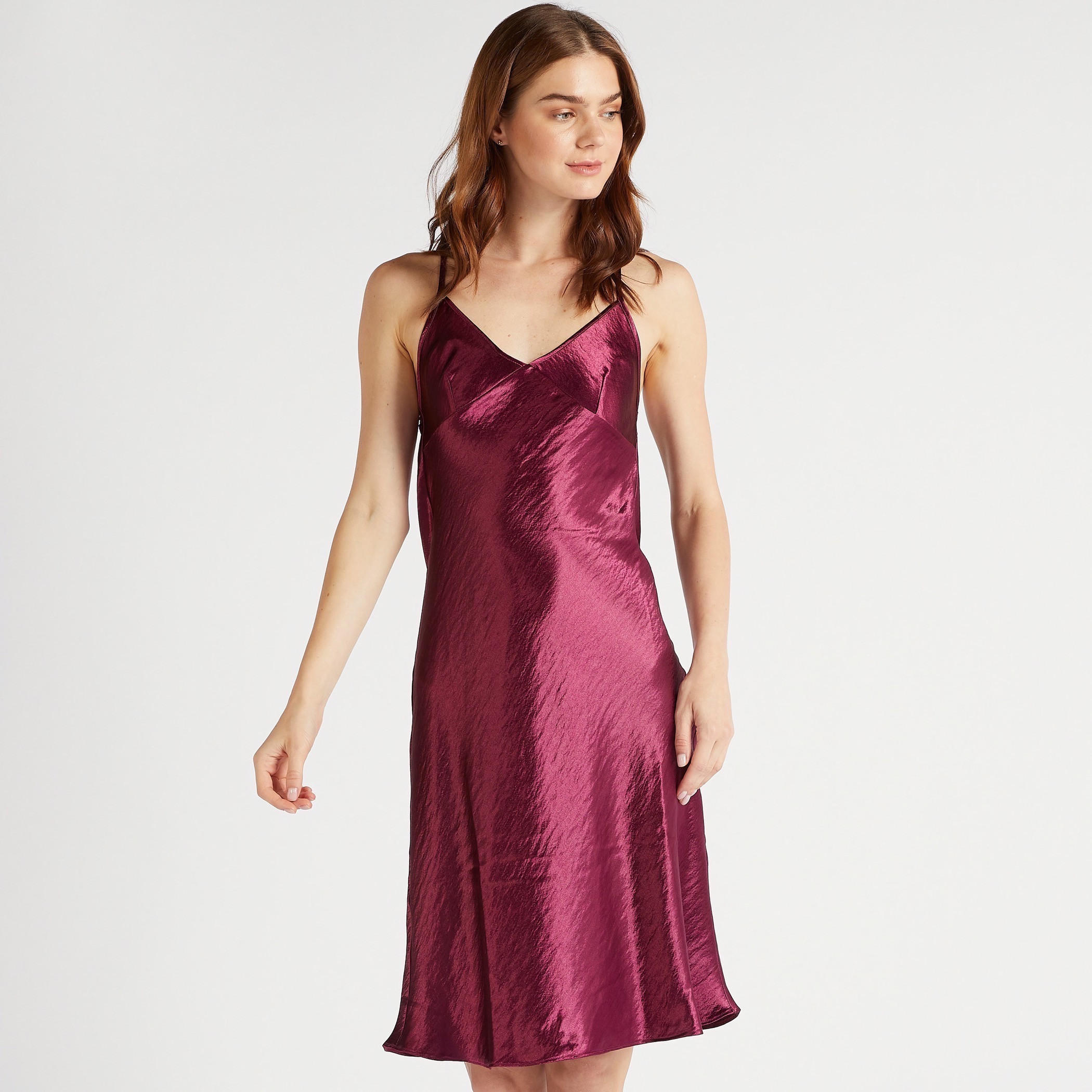 Solid V-neck Gown with Straps-women-clothing-nightwear-nighties-image-1