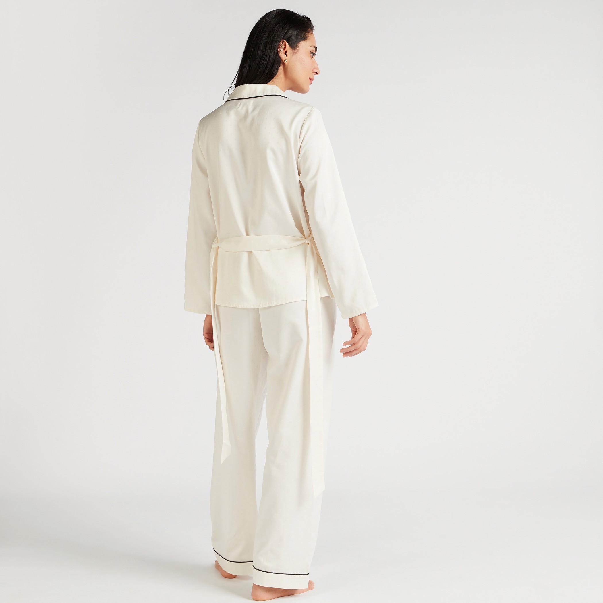 طقم بنطلون بيجاما وقميص منقّ بحزام-women-clothing-nightwear-pyjamas-longsets-image-3