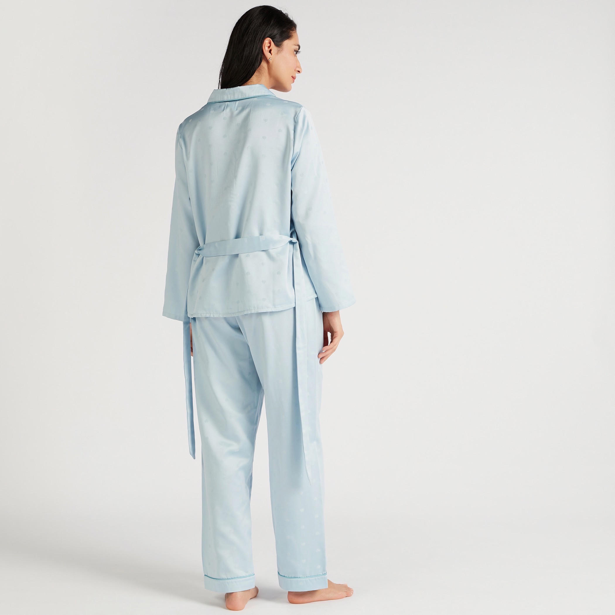 طقم بنطلون بيجاما وقميص بحزام وطبعات قلب-women-clothing-nightwear-pyjamas-longsets-image-5