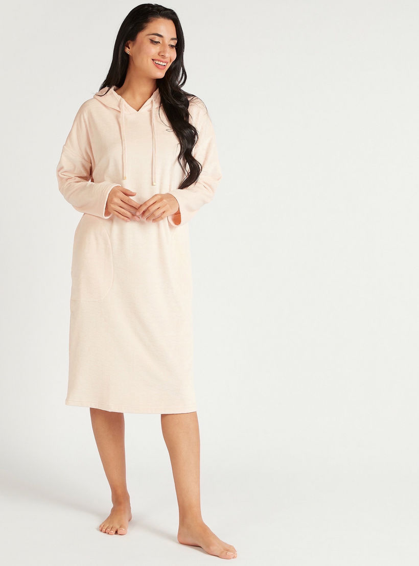 Solid Hooded Sleepshirt with Long Sleeves and Pockets-women-clothing-nightwear-nighties-image-3