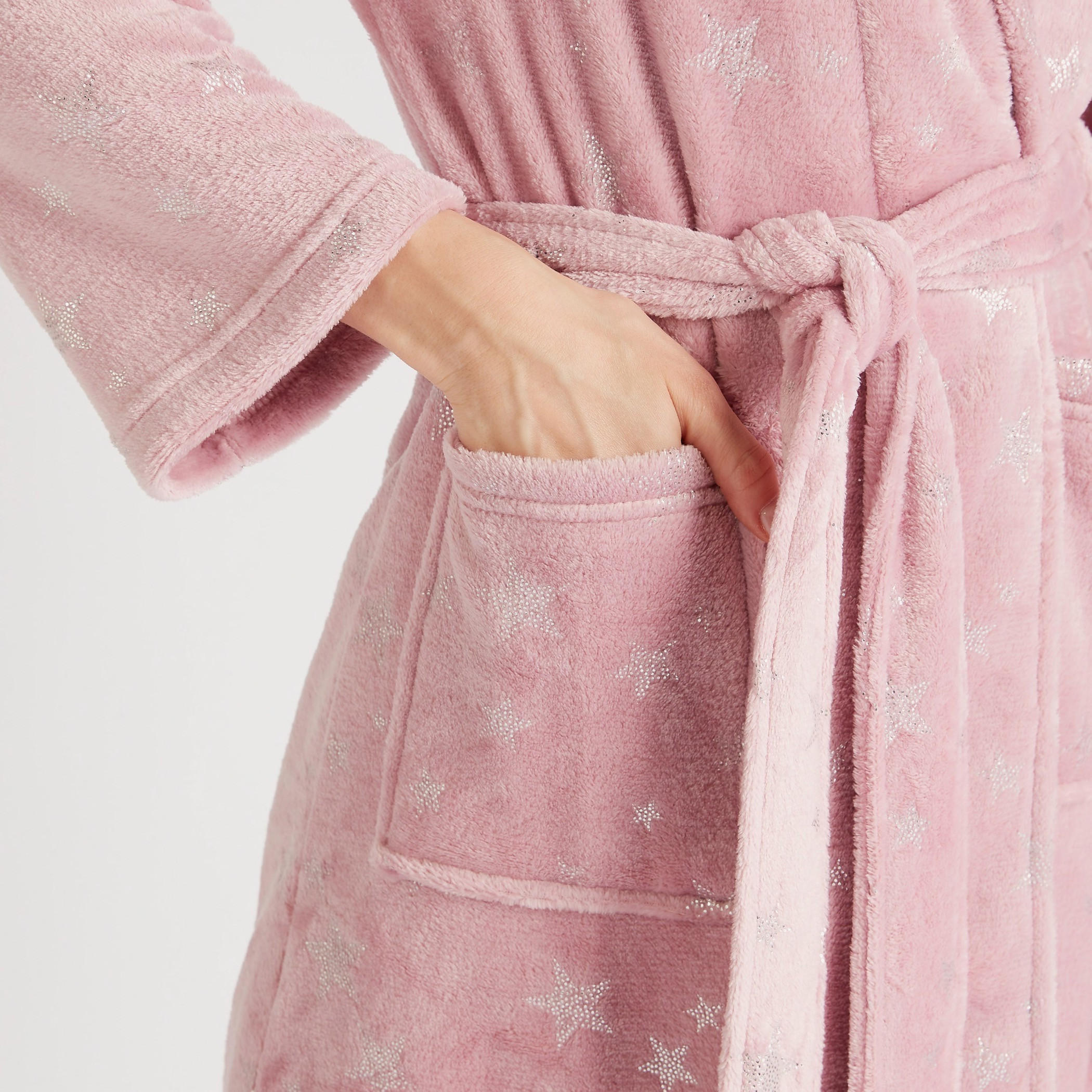 روب ليلي بطبعات نجوم مع حزام وجيوب-women-clothing-nightwear-robes-image-4