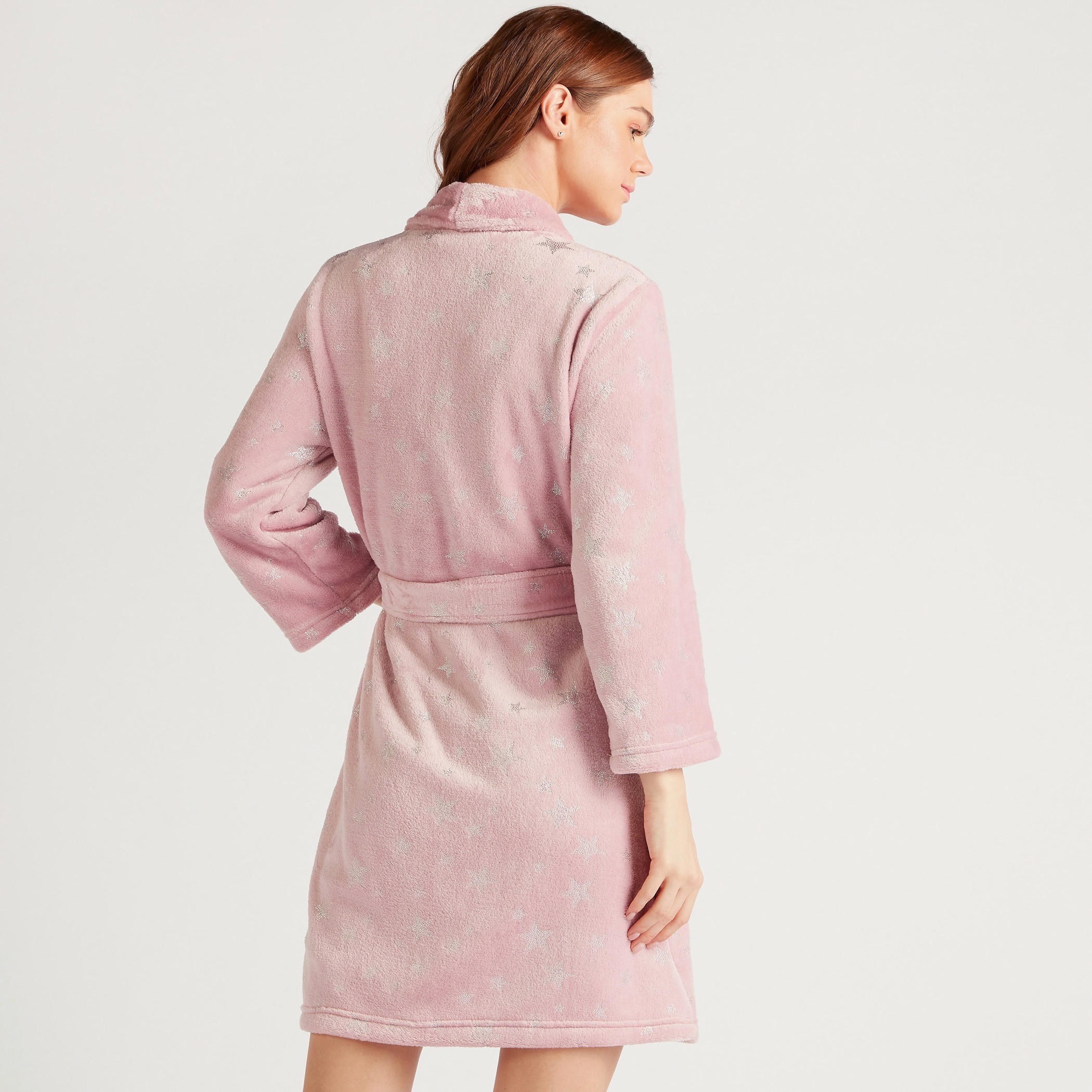 روب ليلي بطبعات نجوم مع حزام وجيوب-women-clothing-nightwear-robes-image-3