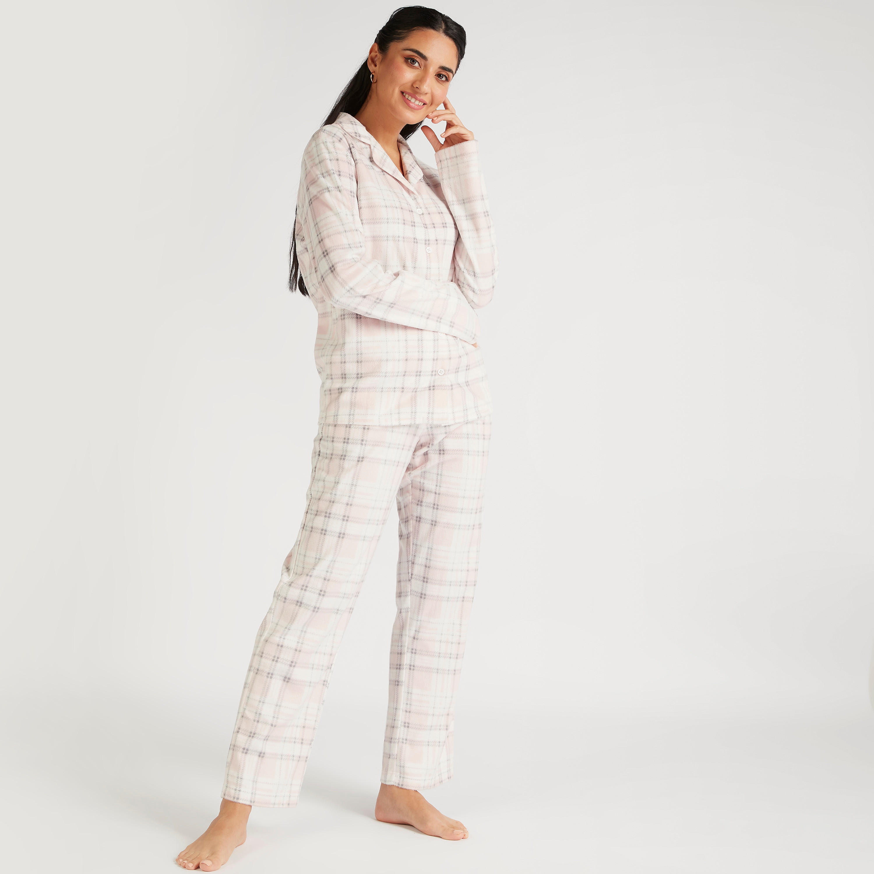 طقم بنطلون بيجاما وقميص نوم كاروهات-women-clothing-nightwear-pyjamas-longsets-image-6
