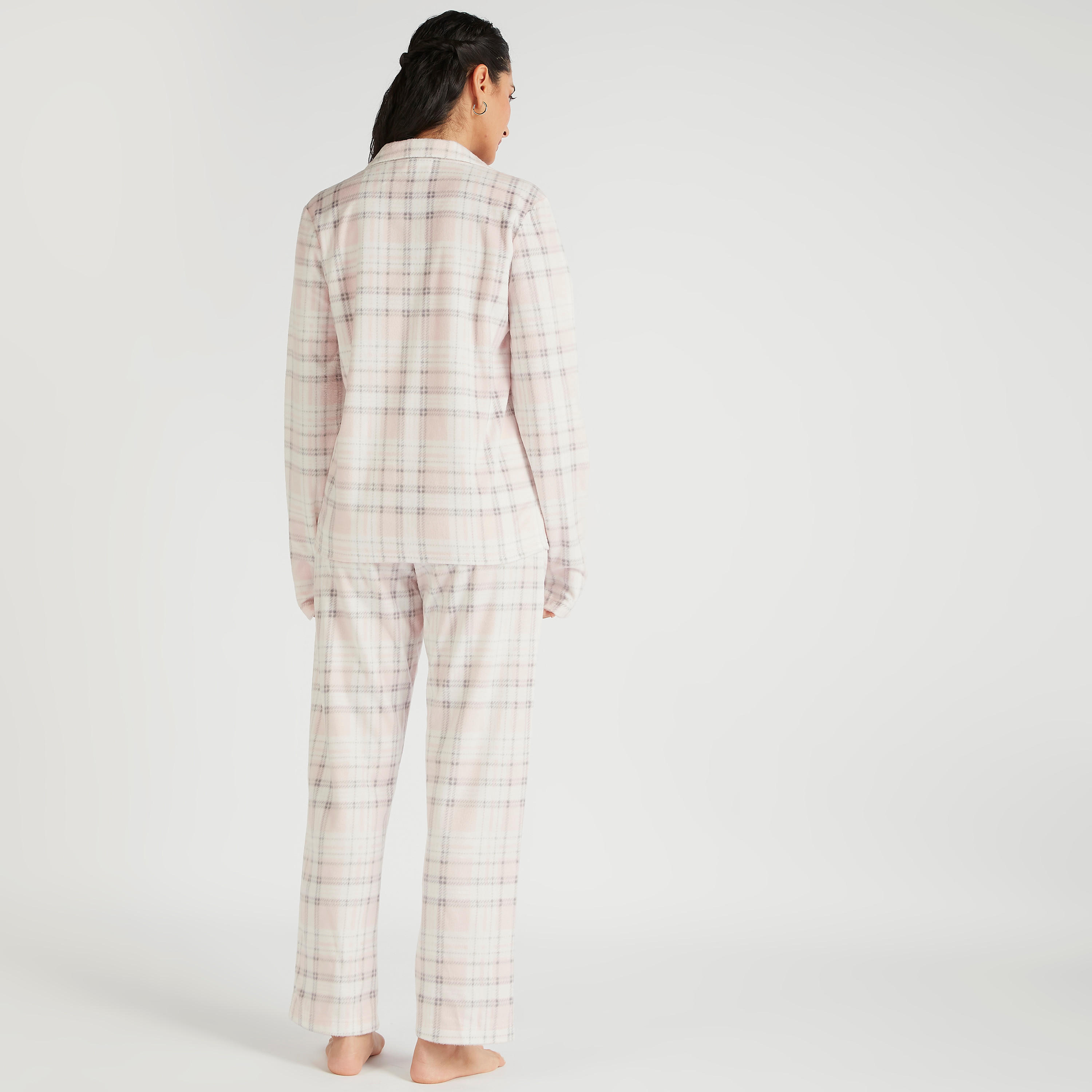 طقم بنطلون بيجاما وقميص نوم كاروهات-women-clothing-nightwear-pyjamas-longsets-image-4
