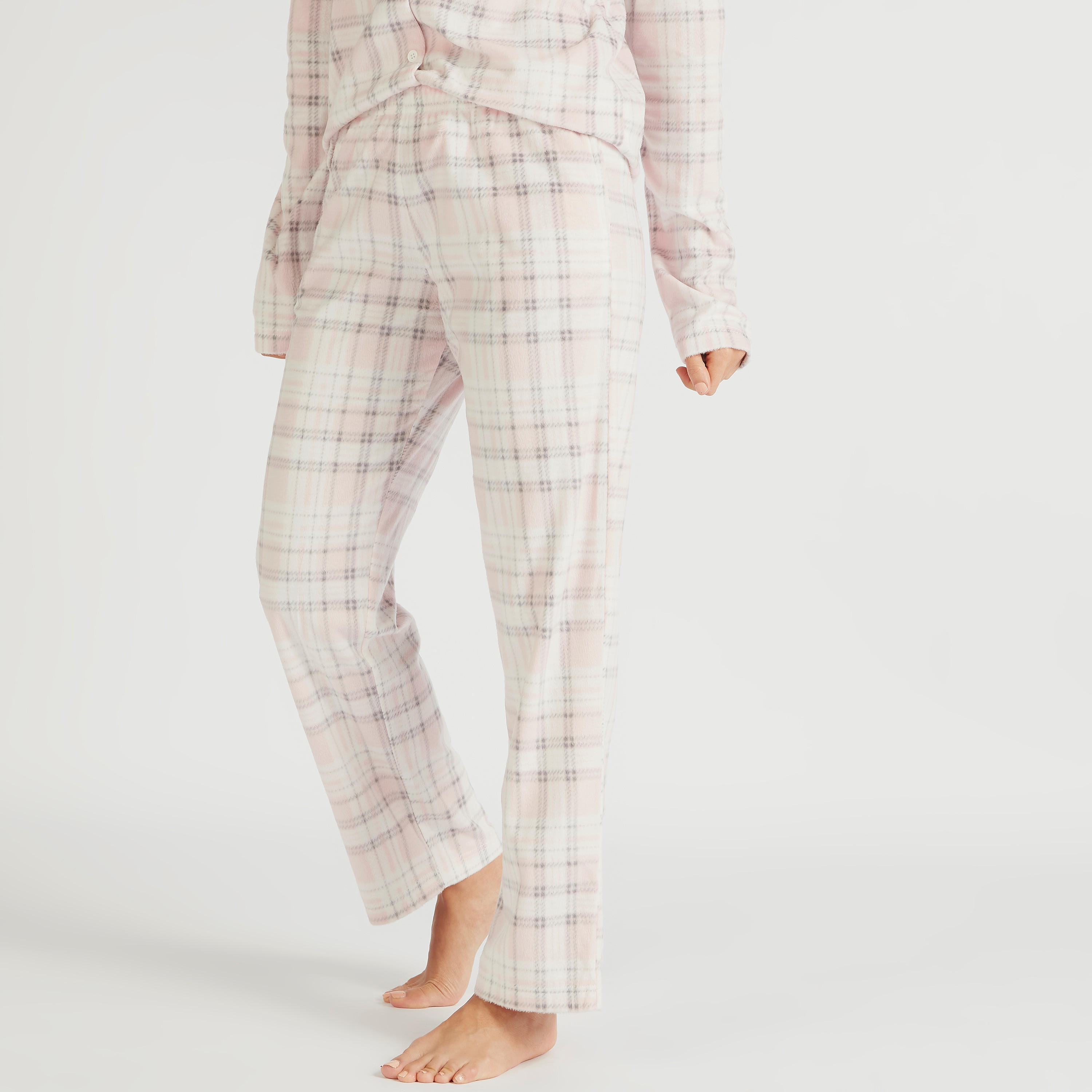 طقم بنطلون بيجاما وقميص نوم كاروهات-women-clothing-nightwear-pyjamas-longsets-image-3