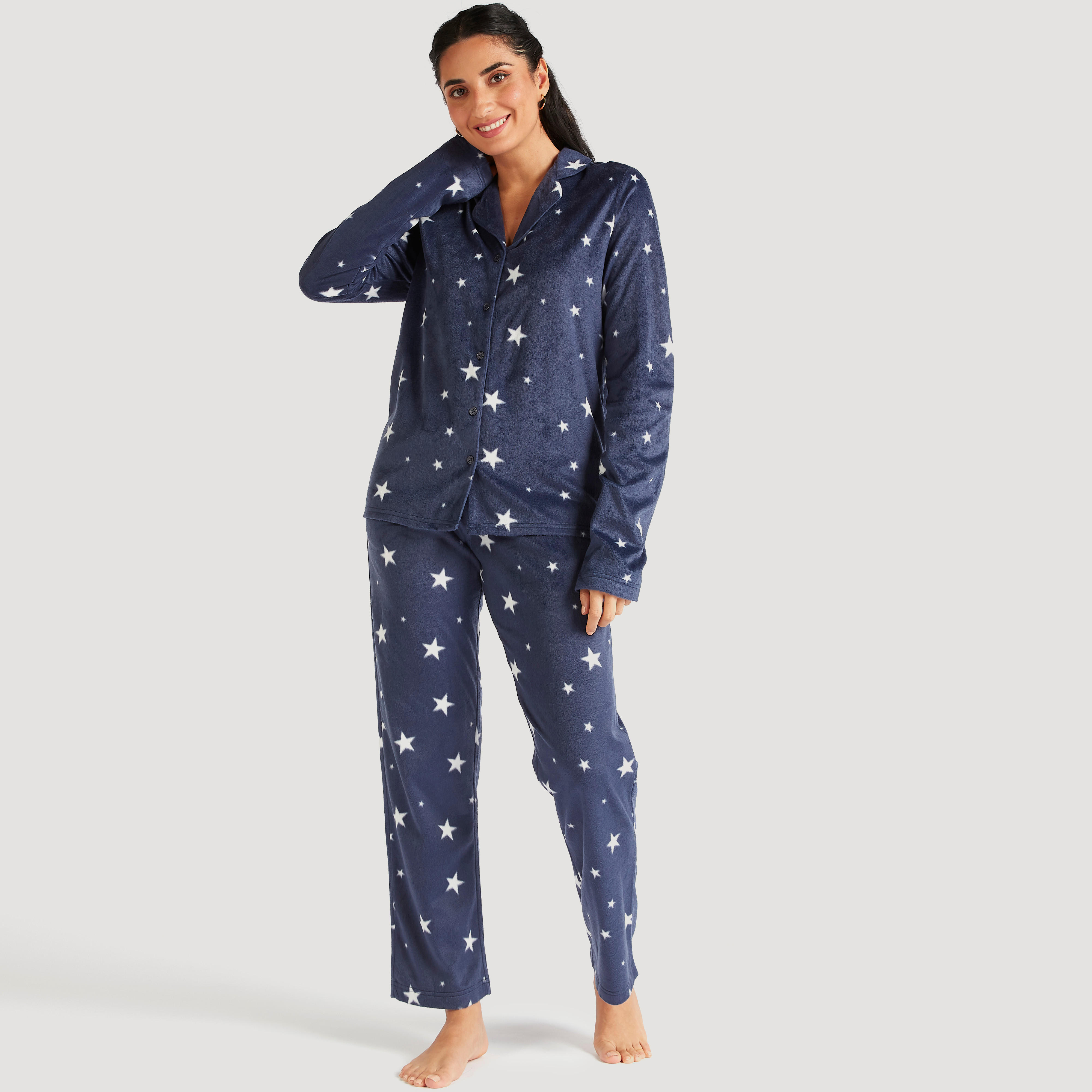 طقم بنطلون بيجاما وقميص نوم بطبعات-women-clothing-nightwear-pyjamas-longsets-image-1