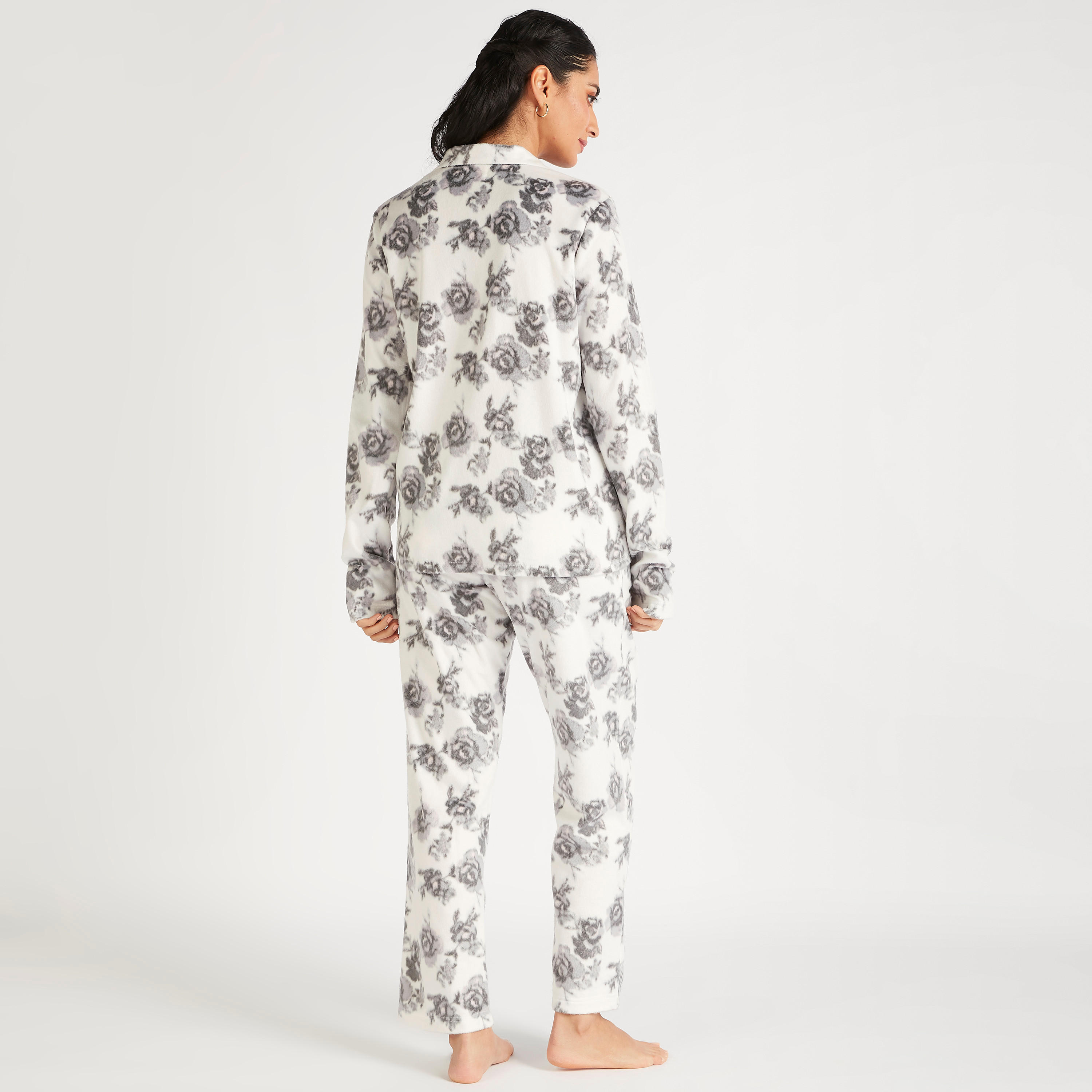 طقم بنطلون بيجاما وقميص نوم بطبعات أزهار-women-clothing-nightwear-pyjamas-longsets-image-4
