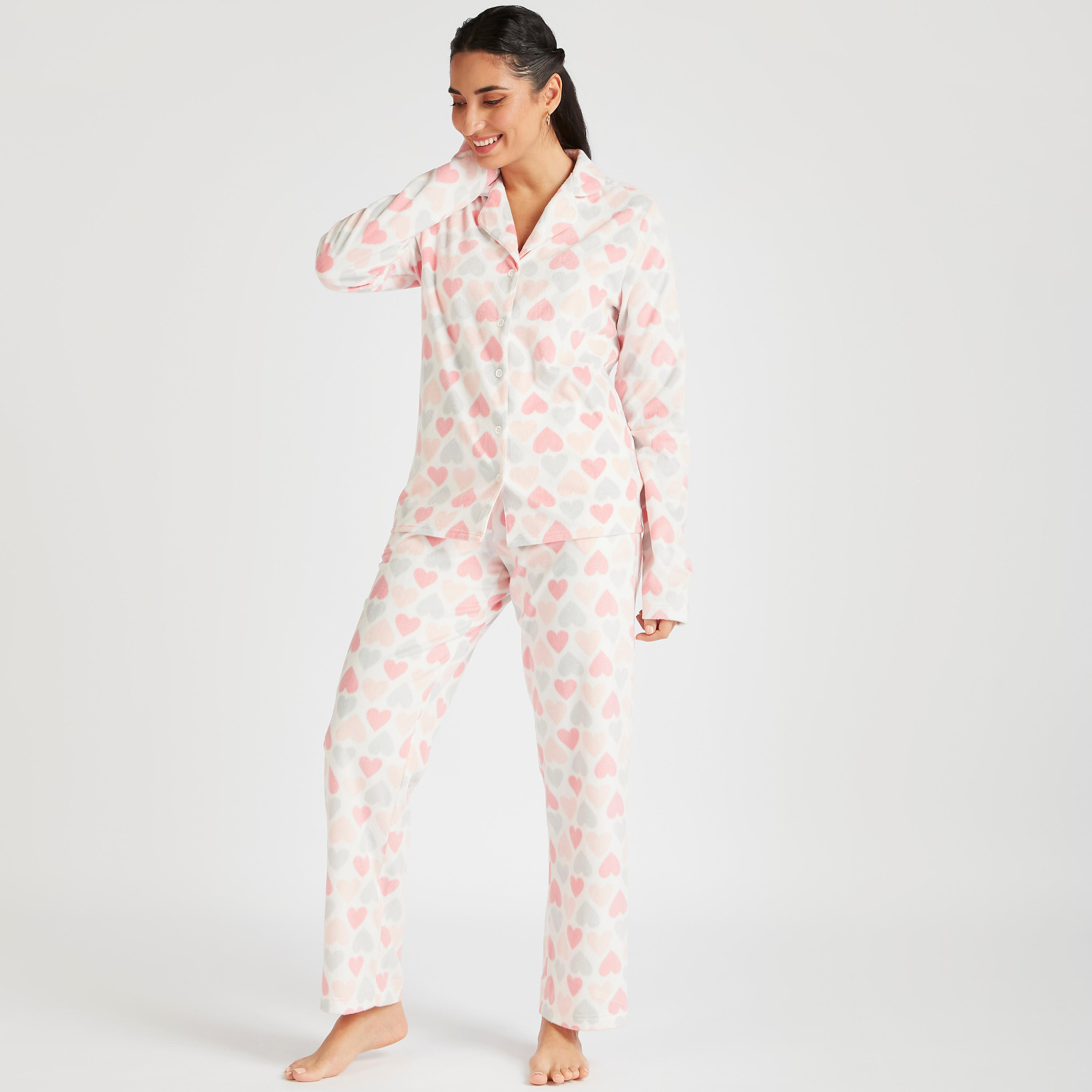 طقم بنطلون بيجاما وقميص نوم بطبعات-women-clothing-nightwear-pyjamas-longsets-image-1