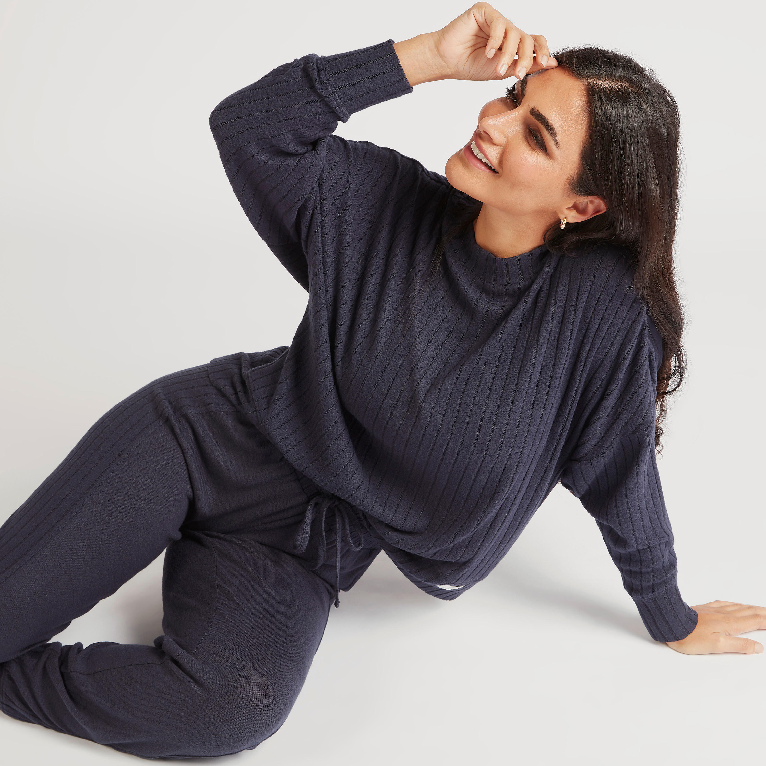 Textured Long Sleeves T-shirt and Full Length Pyjama Set-women-clothing-nightwear-pyjamas-longsets-image-2