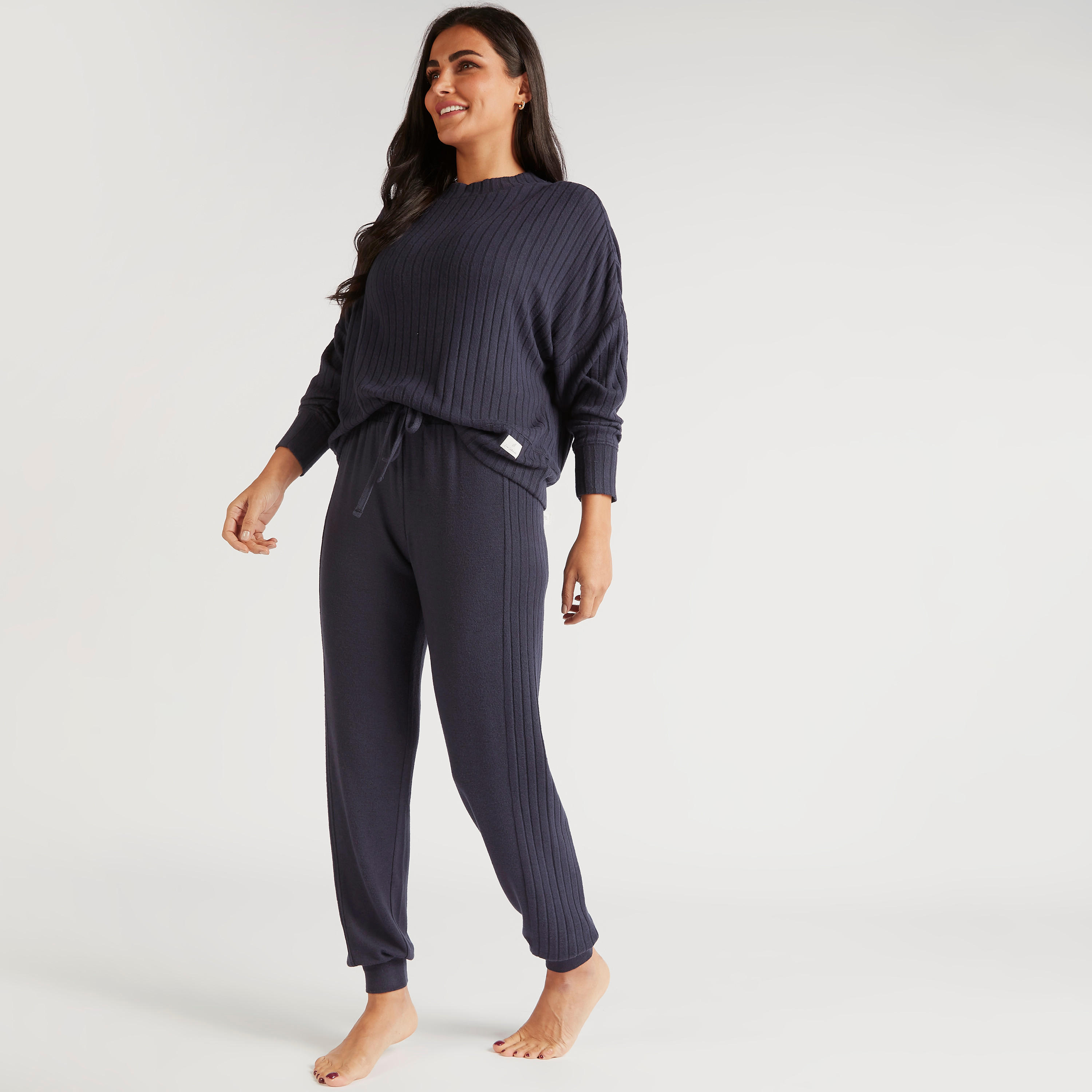 Textured Long Sleeves T-shirt and Full Length Pyjama Set-women-clothing-nightwear-pyjamas-longsets-image-1