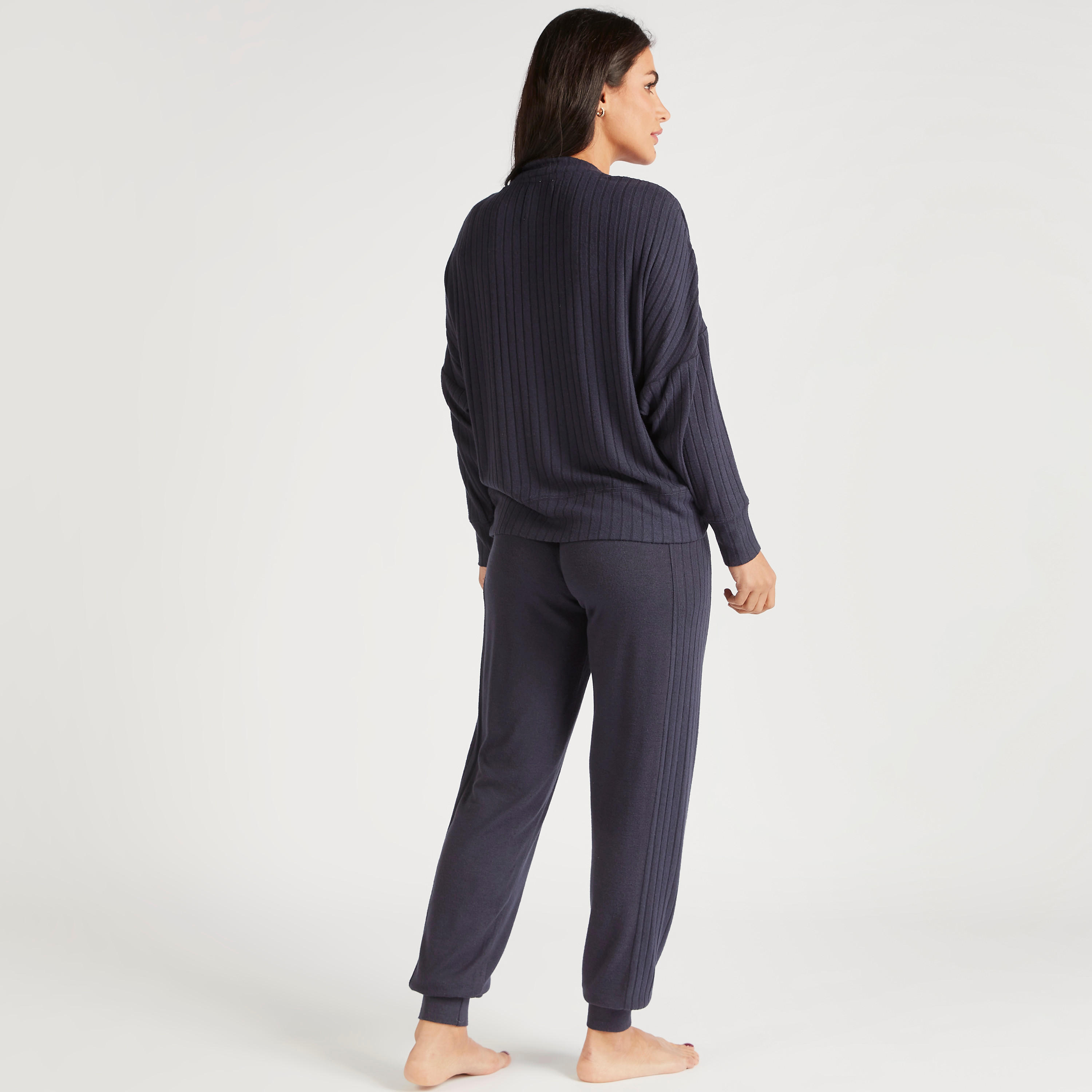 Textured Long Sleeves T-shirt and Full Length Pyjama Set-women-clothing-nightwear-pyjamas-longsets-image-4