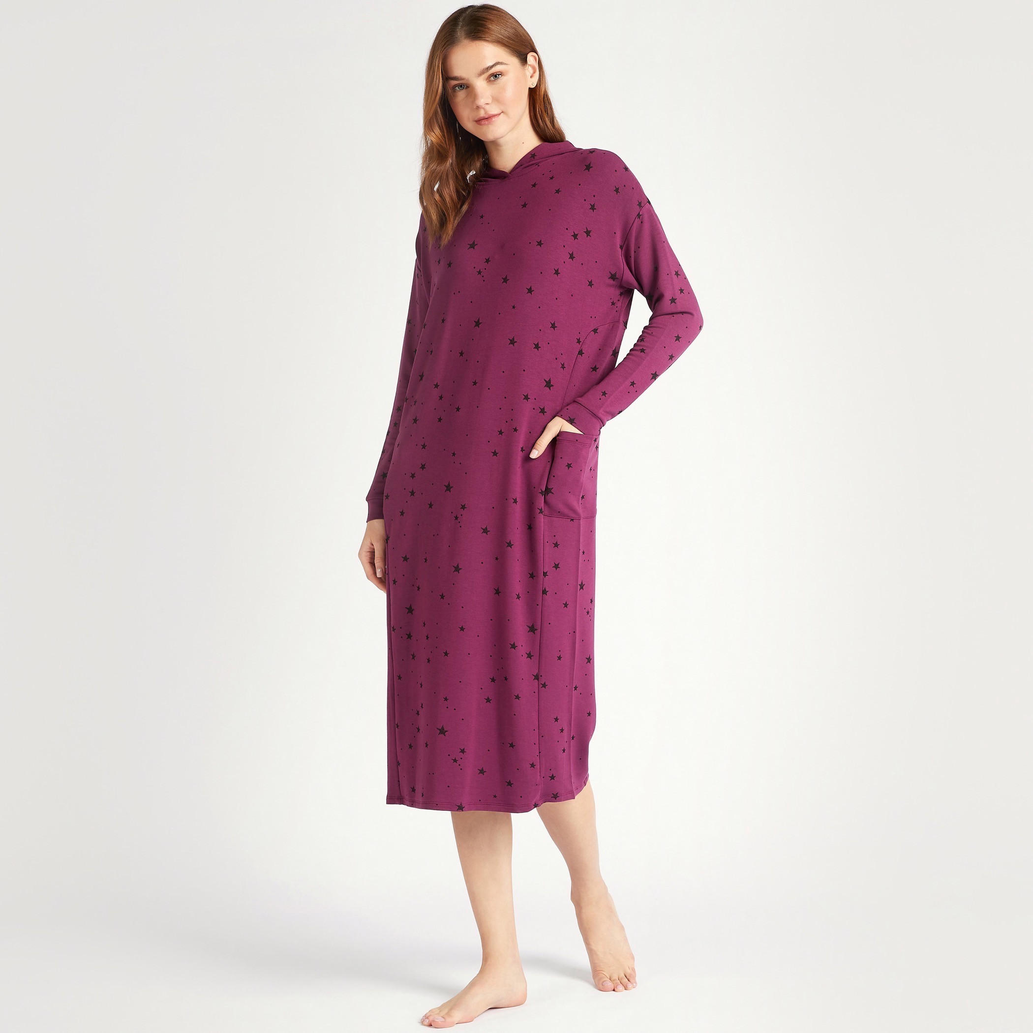 قميص نوم بطبعات وقبّعة وأكمام طويلة-women-clothing-nightwear-nighties-image-1
