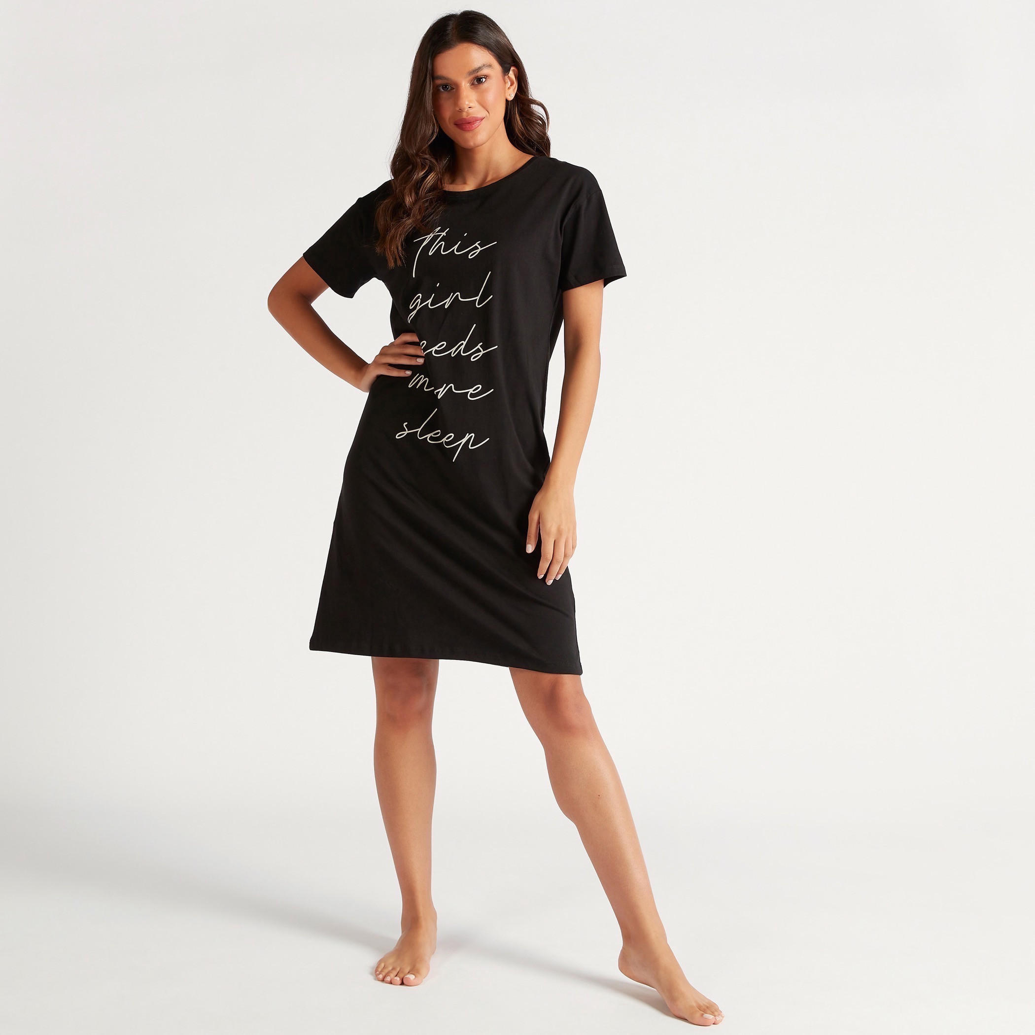 قميص نوم بياقة مستديرة وأكمام قصيرة وطبعات-women-clothing-nightwear-nighties-image-2
