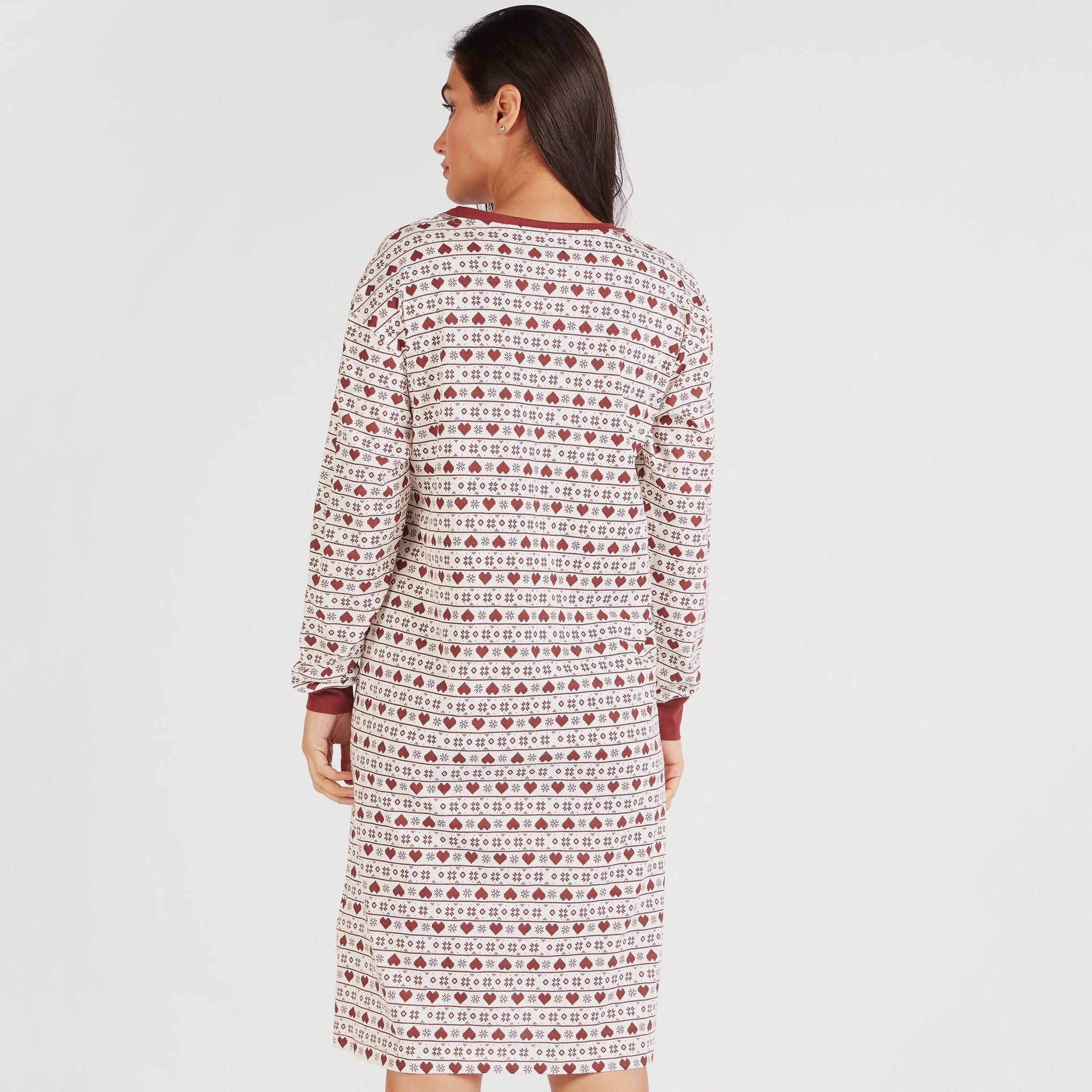 قميص نوم بياقة هينلي وأكمام طويلة وطبعات-women-clothing-nightwear-nighties-image-4