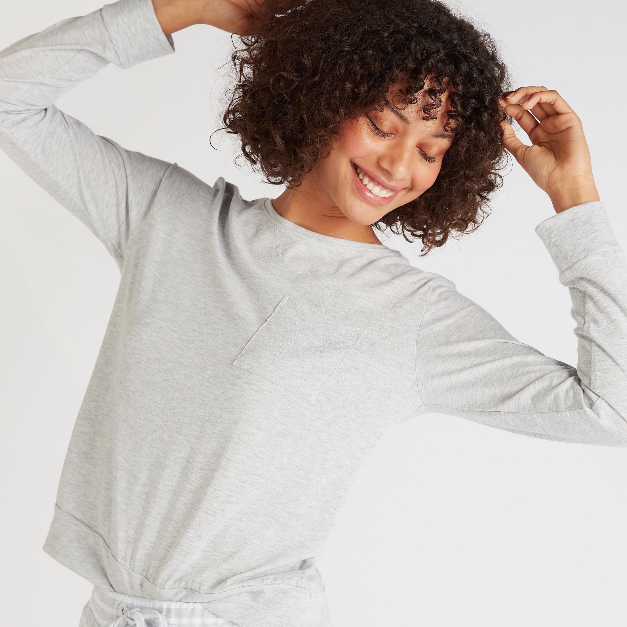 Solid T-shirt and Full Length Striped Pyjama Set-women-clothing-nightwear-pyjamas-longsets-image-4