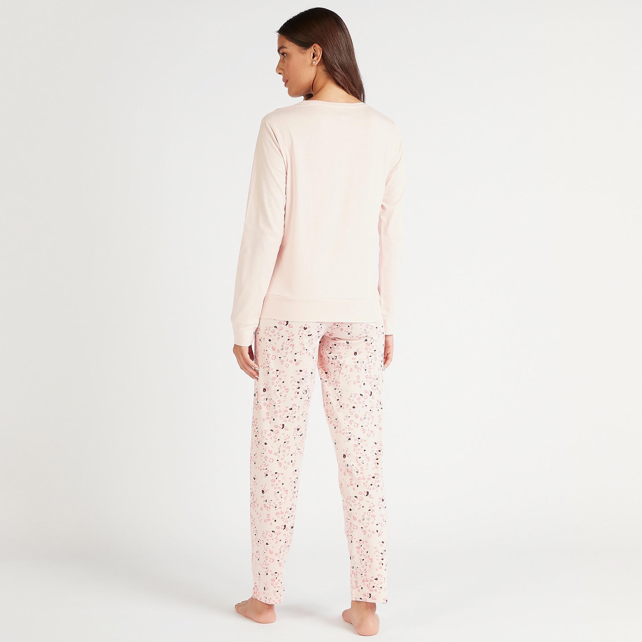 Printed Crew Neck T-shirt and Full Length Pyjama Set-women-clothing-nightwear-pyjamas-longsets-image-5