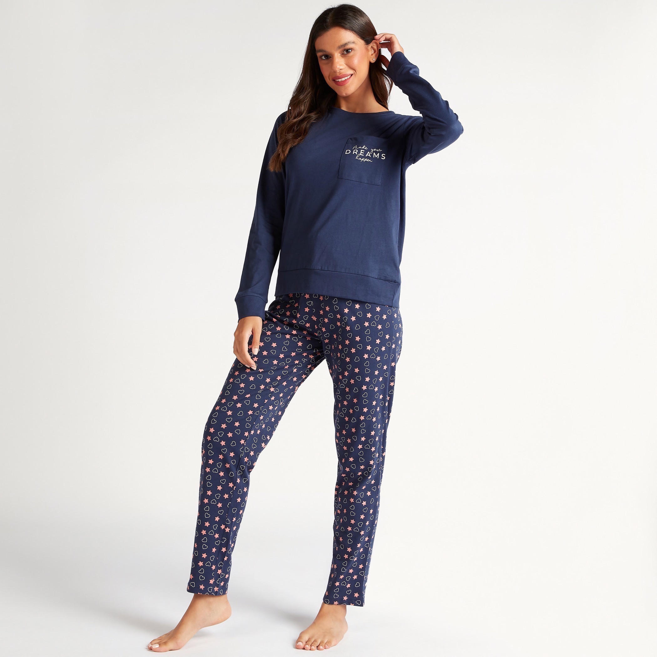 طقم بنطلون بيجاما بطبعات وتيشيرت بأكمام طويلة-women-clothing-nightwear-pyjamas-longsets-image-2