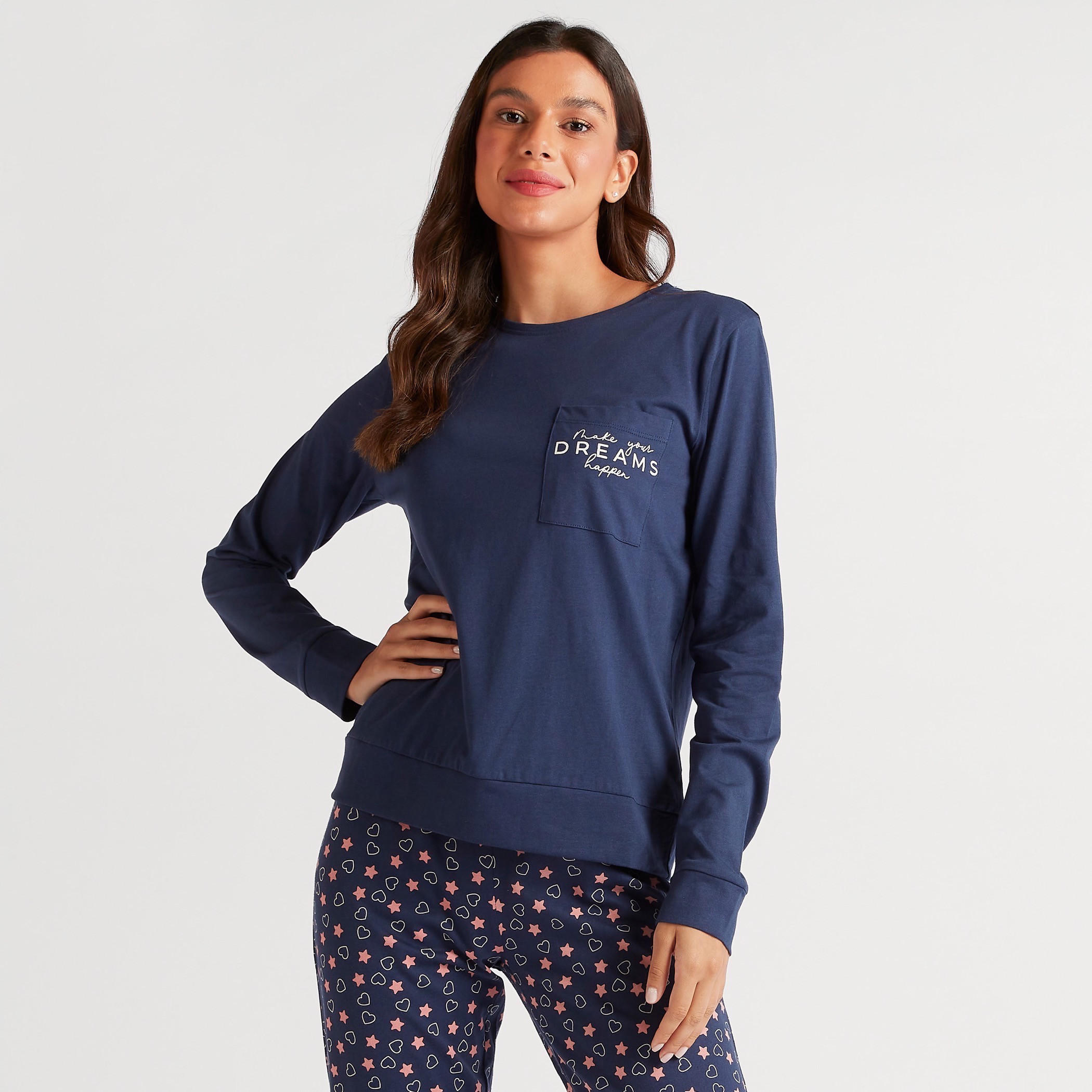 طقم بنطلون بيجاما بطبعات وتيشيرت بأكمام طويلة-women-clothing-nightwear-pyjamas-longsets-image-6
