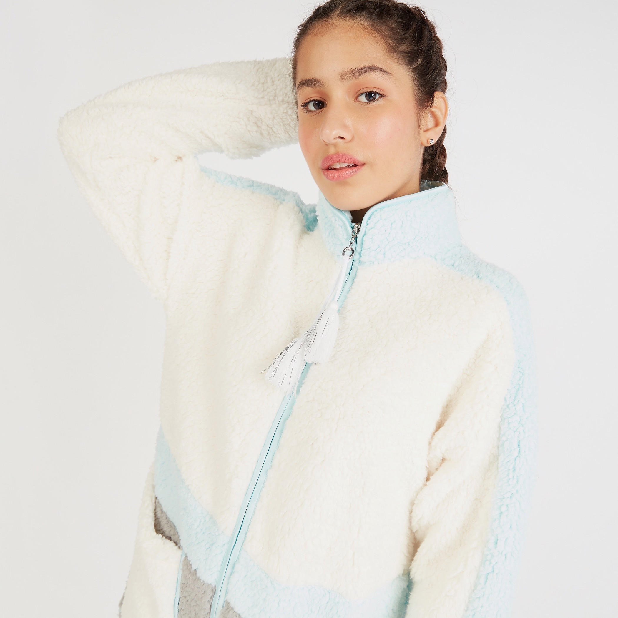 Textured Jacket with Pockets and Zip Closure-women-clothing-nightwear-robes-image-3