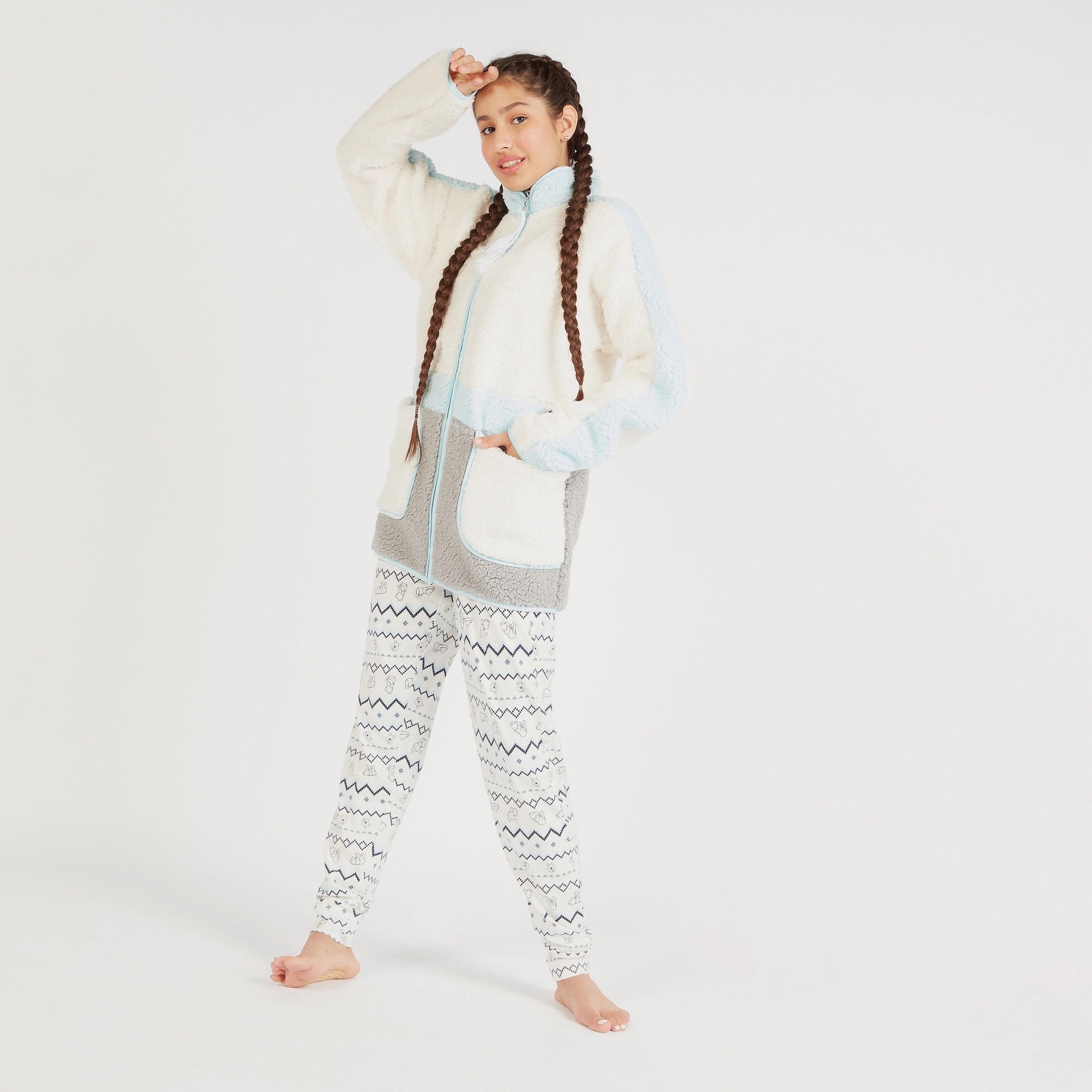 Textured Jacket with Pockets and Zip Closure-women-clothing-nightwear-robes-image-7