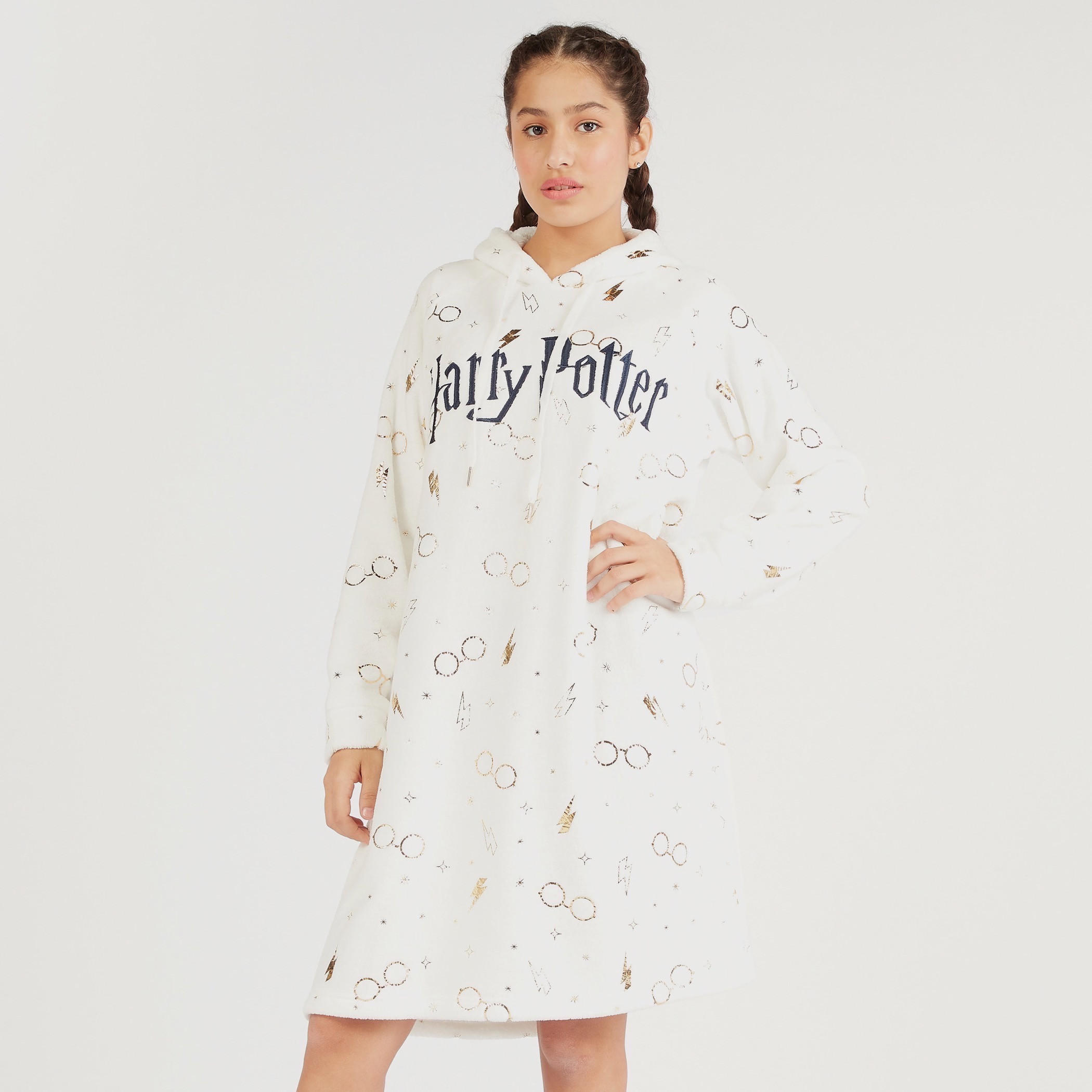 قميص نوم بياقة بقبعة وأكمام طويلة وطبعات هاري بوتر-women-clothing-nightwear-nighties-image-1