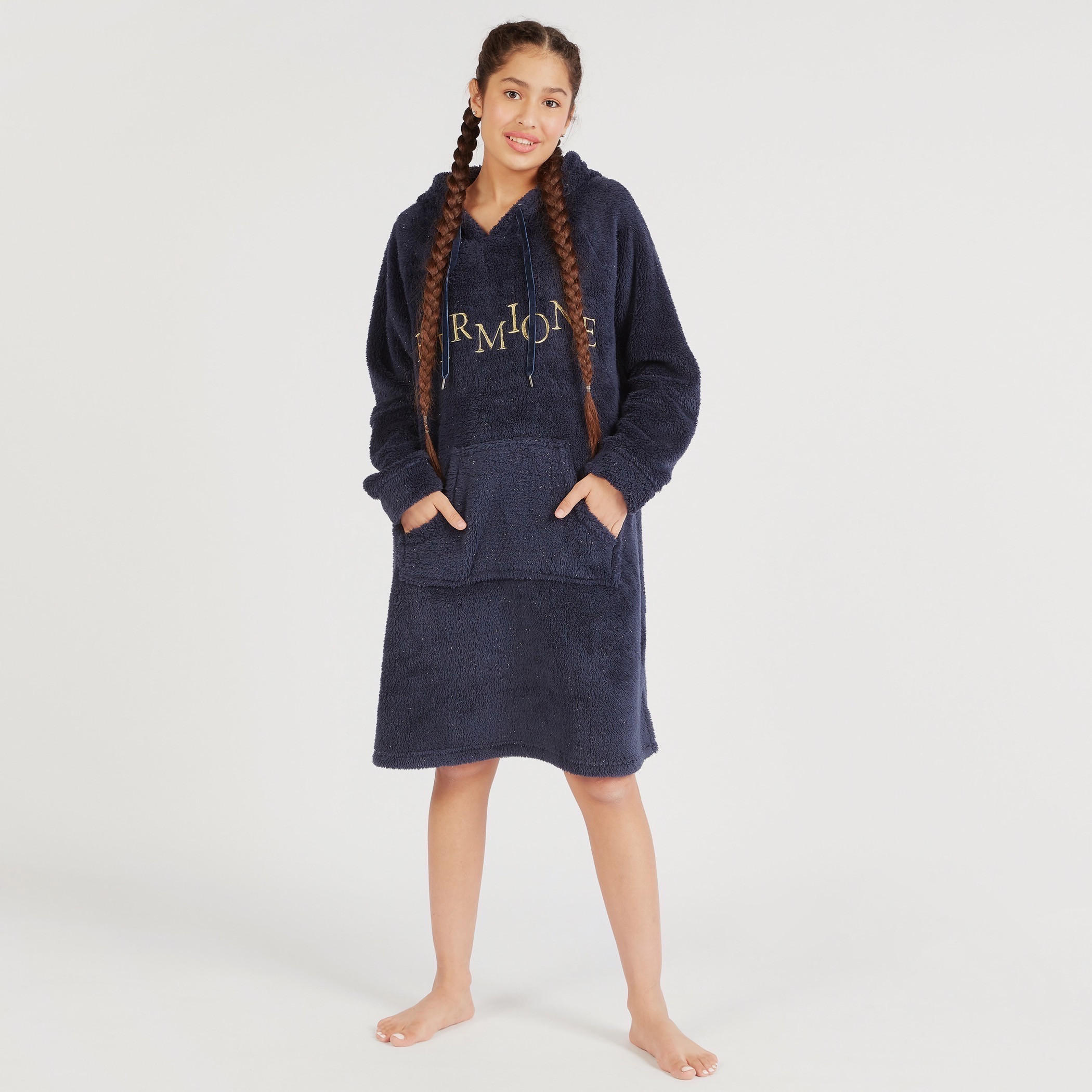 قميص نوم بارز الملمس بقبّعة وأكمام طويلة-women-clothing-nightwear-nighties-image-2