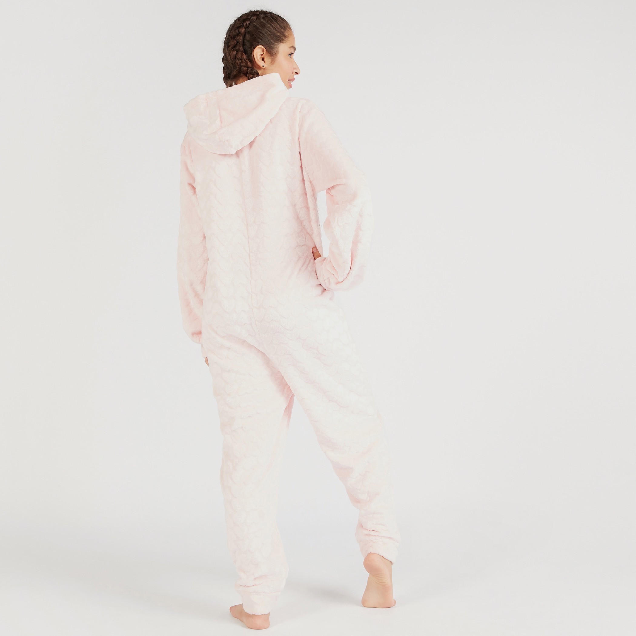 قميص نوم بارز الملمس بقبّعة وأكمام طويلة-women-clothing-nightwear-nighties-image-4