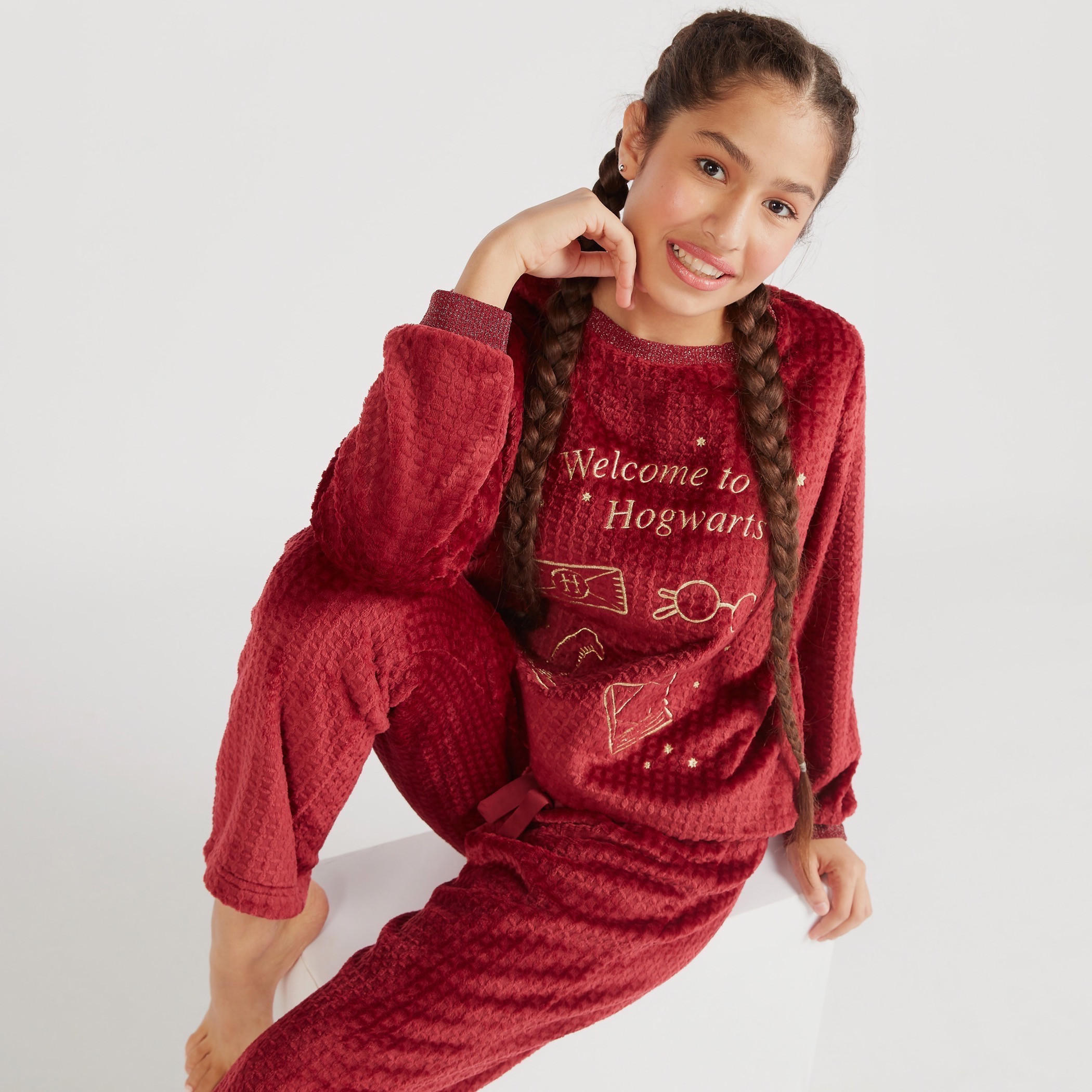 طقم بنطلون بيجاما وتيشيرت بارز الملمس بتصميم هاري بوتر-women-clothing-nightwear-pyjamas-longsets-image-1
