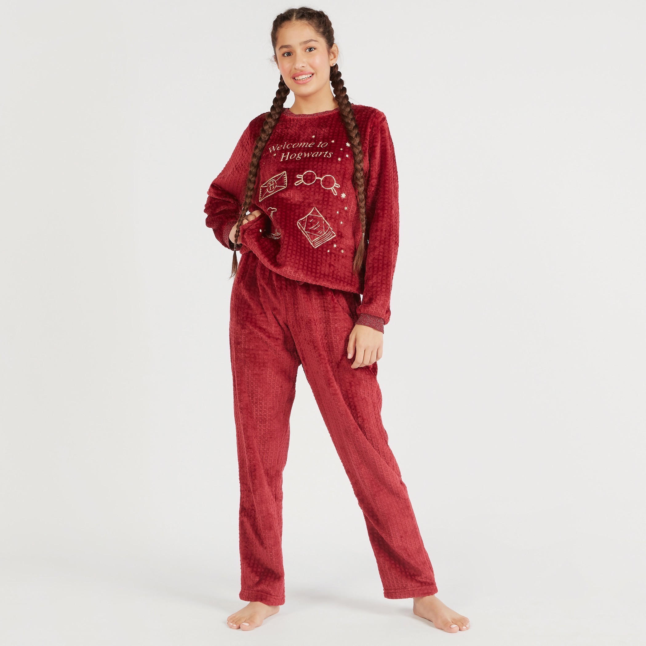 طقم بنطلون بيجاما وتيشيرت بارز الملمس بتصميم هاري بوتر-women-clothing-nightwear-pyjamas-longsets-image-2