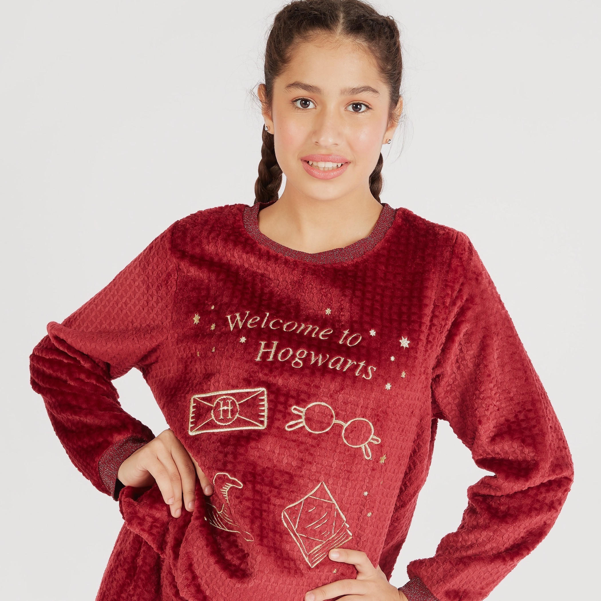 طقم بنطلون بيجاما وتيشيرت بارز الملمس بتصميم هاري بوتر-women-clothing-nightwear-pyjamas-longsets-image-3