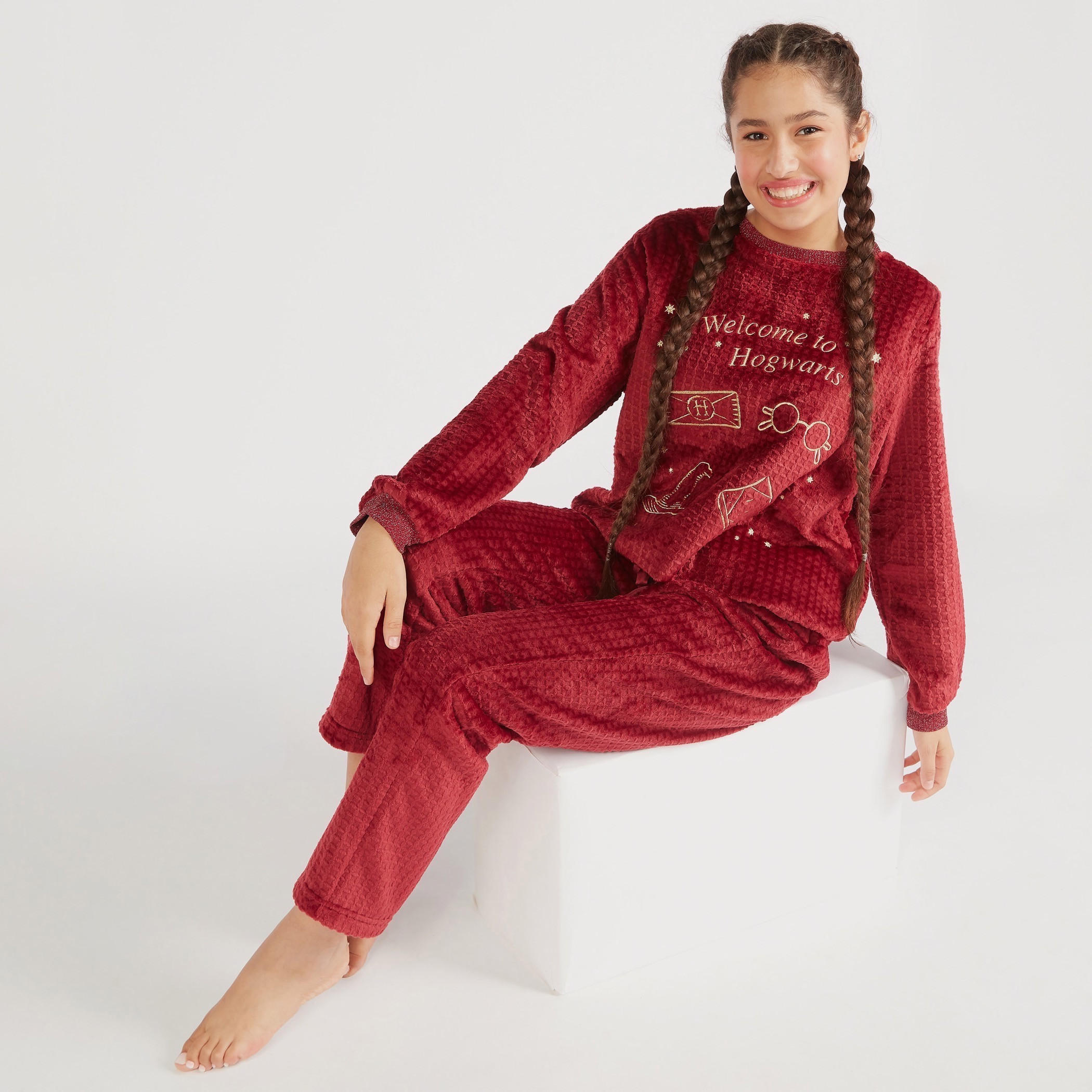 طقم بنطلون بيجاما وتيشيرت بارز الملمس بتصميم هاري بوتر-women-clothing-nightwear-pyjamas-longsets-image-6