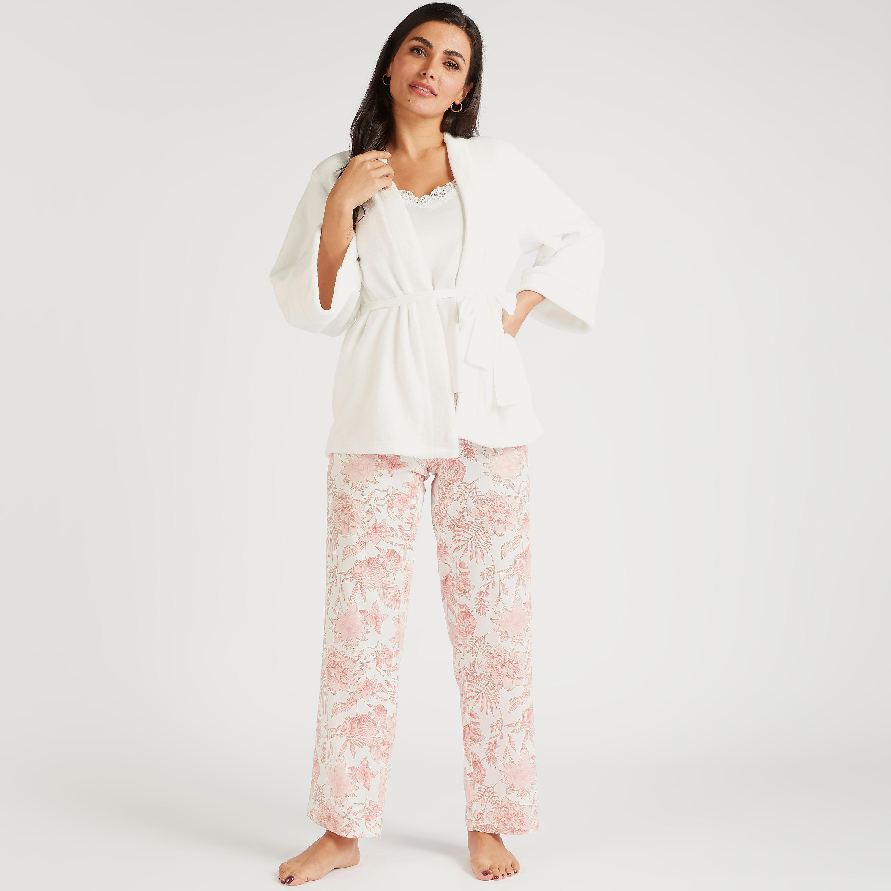 طقم بلوزة كامي وقميص نوم بحزام وبنطلون بيجاما-women-clothing-nightwear-pyjamas-longsets-image-1