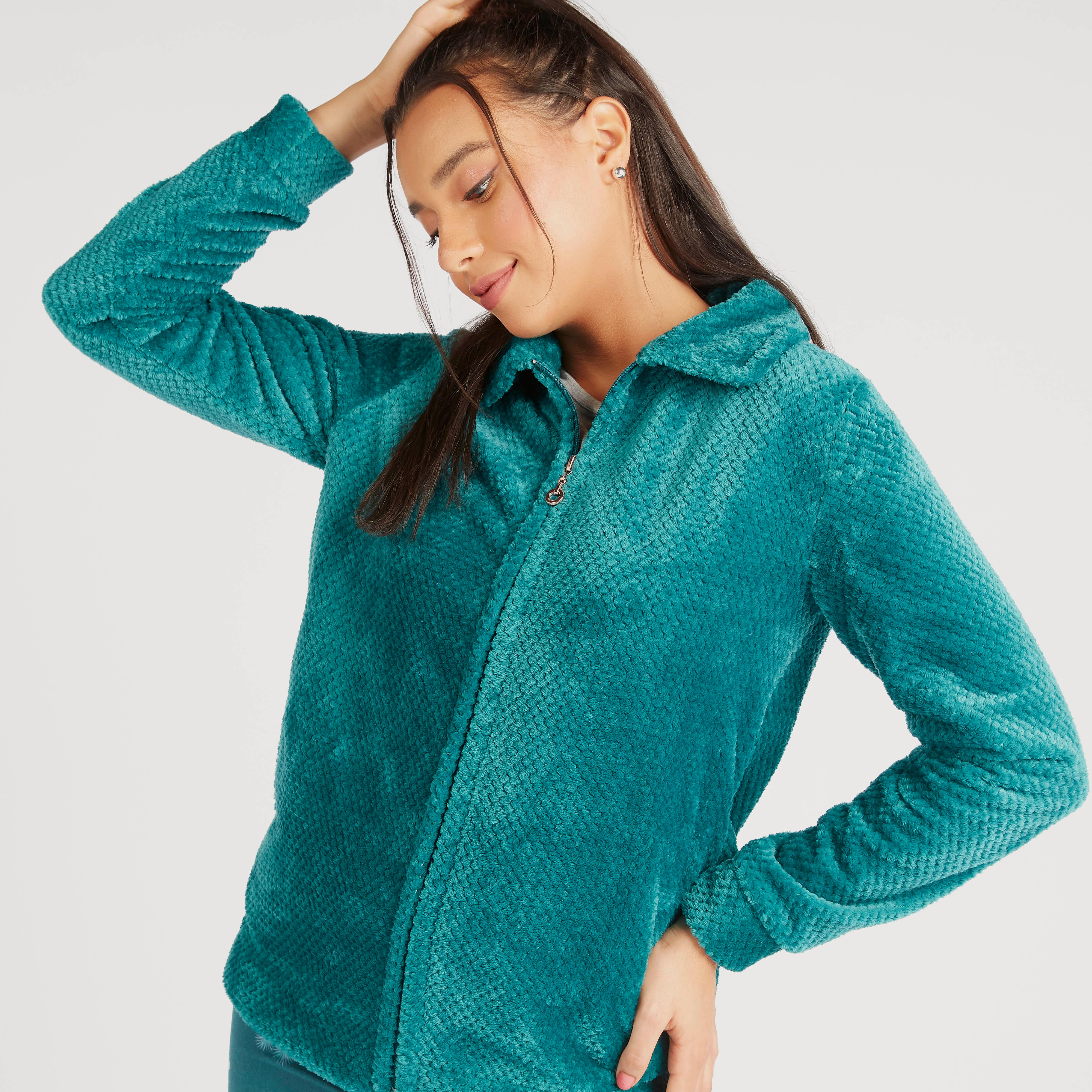 طقم بنطلون بيجاما طويل وتيشيرت بطبعات وجاكيت بسحاب-women-clothing-nightwear-pyjamas-longsets-image-5