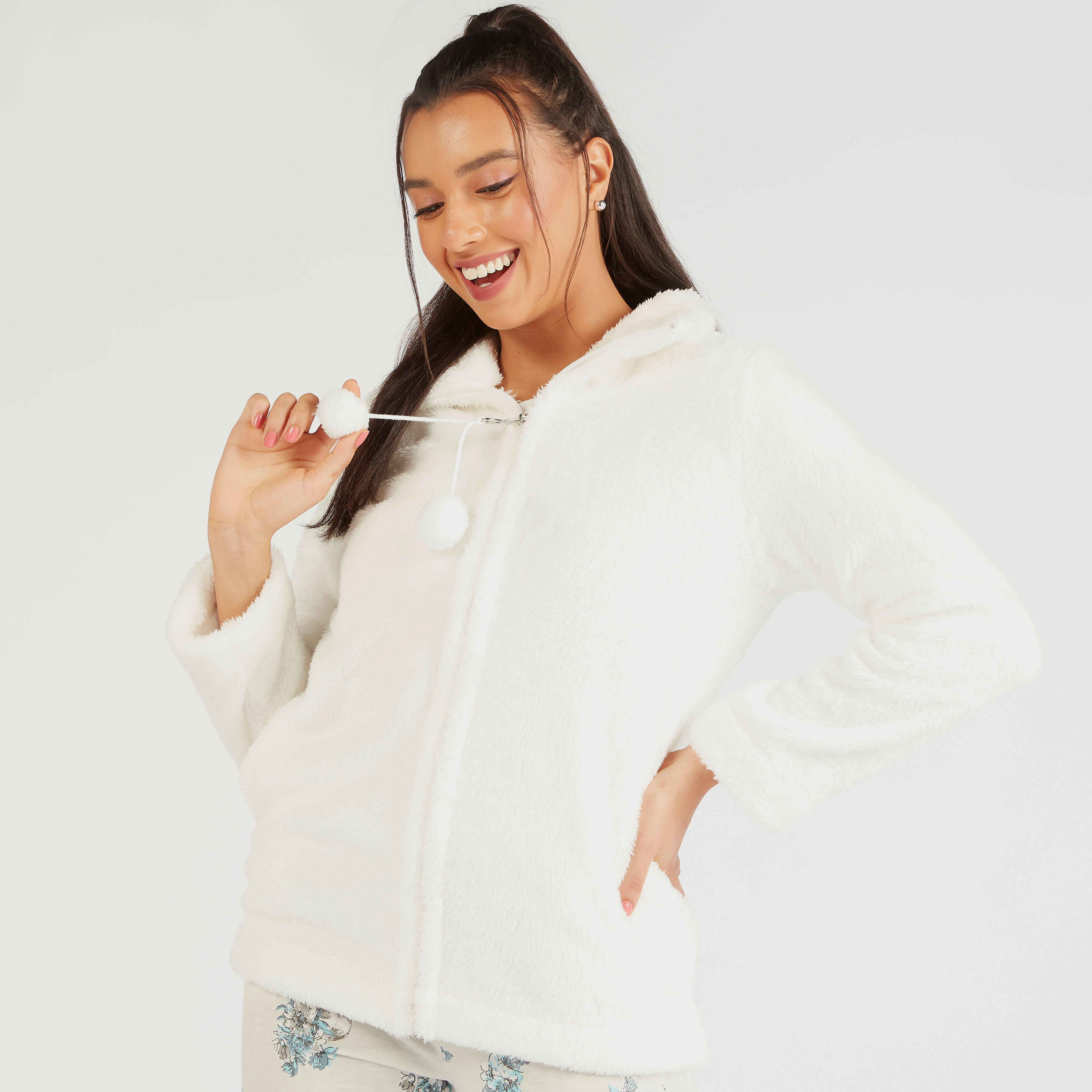 طقم بنطلون بيجاما طويل وتيشيرت بطبعات وجاكيت بسحاب-women-clothing-nightwear-pyjamas-longsets-image-7