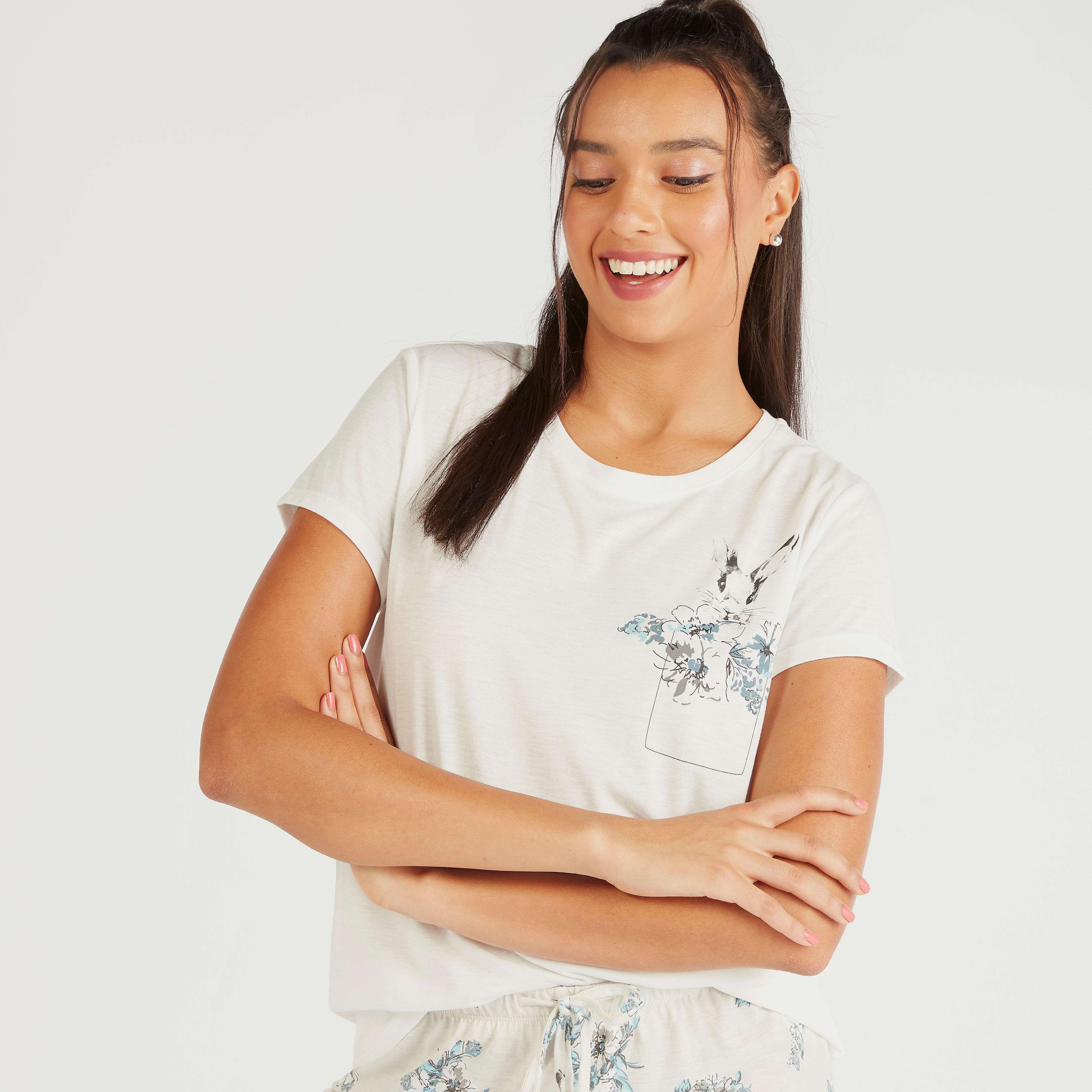 طقم بنطلون بيجاما طويل وتيشيرت بطبعات وجاكيت بسحاب-women-clothing-nightwear-pyjamas-longsets-image-6