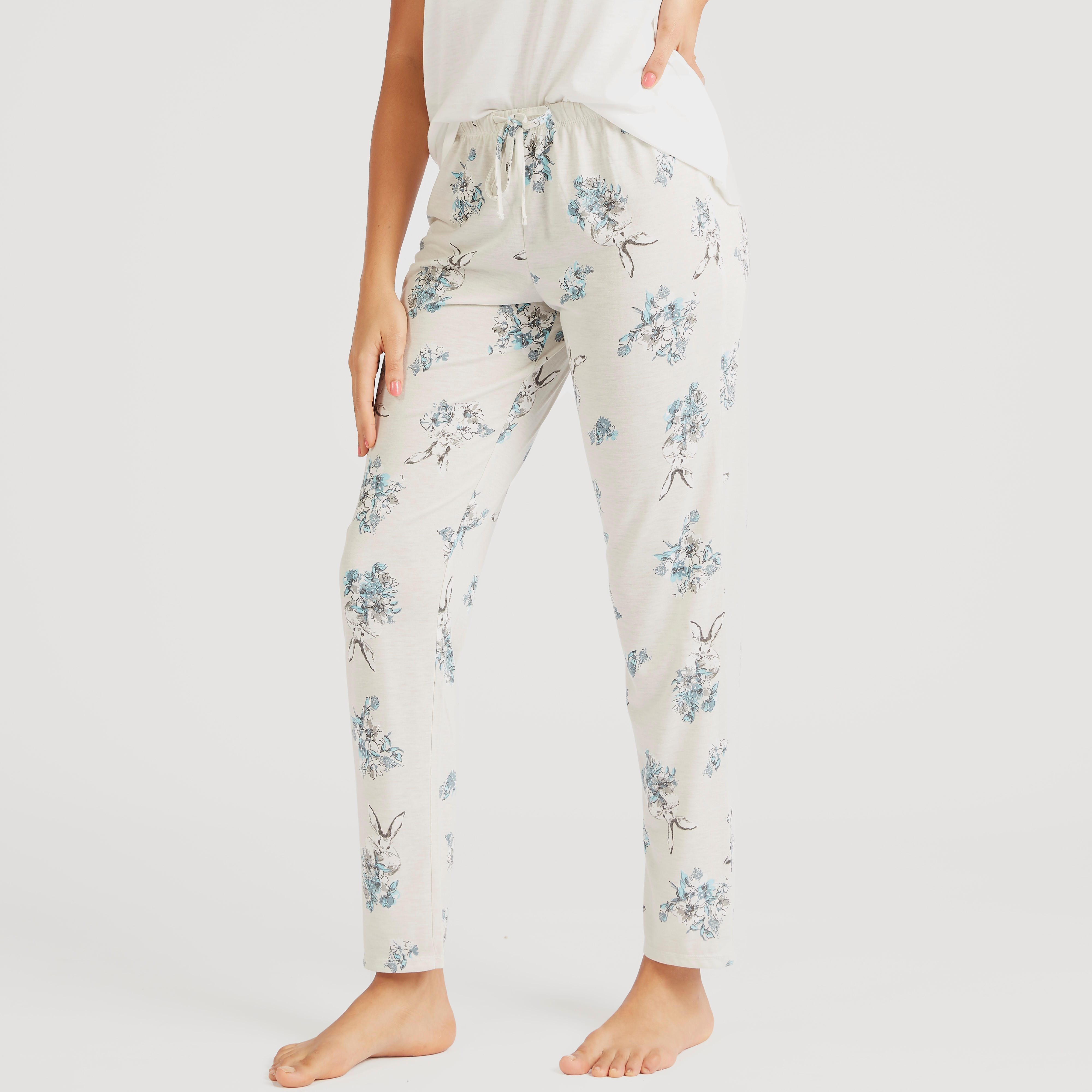 طقم بنطلون بيجاما طويل وتيشيرت بطبعات وجاكيت بسحاب-women-clothing-nightwear-pyjamas-longsets-image-2
