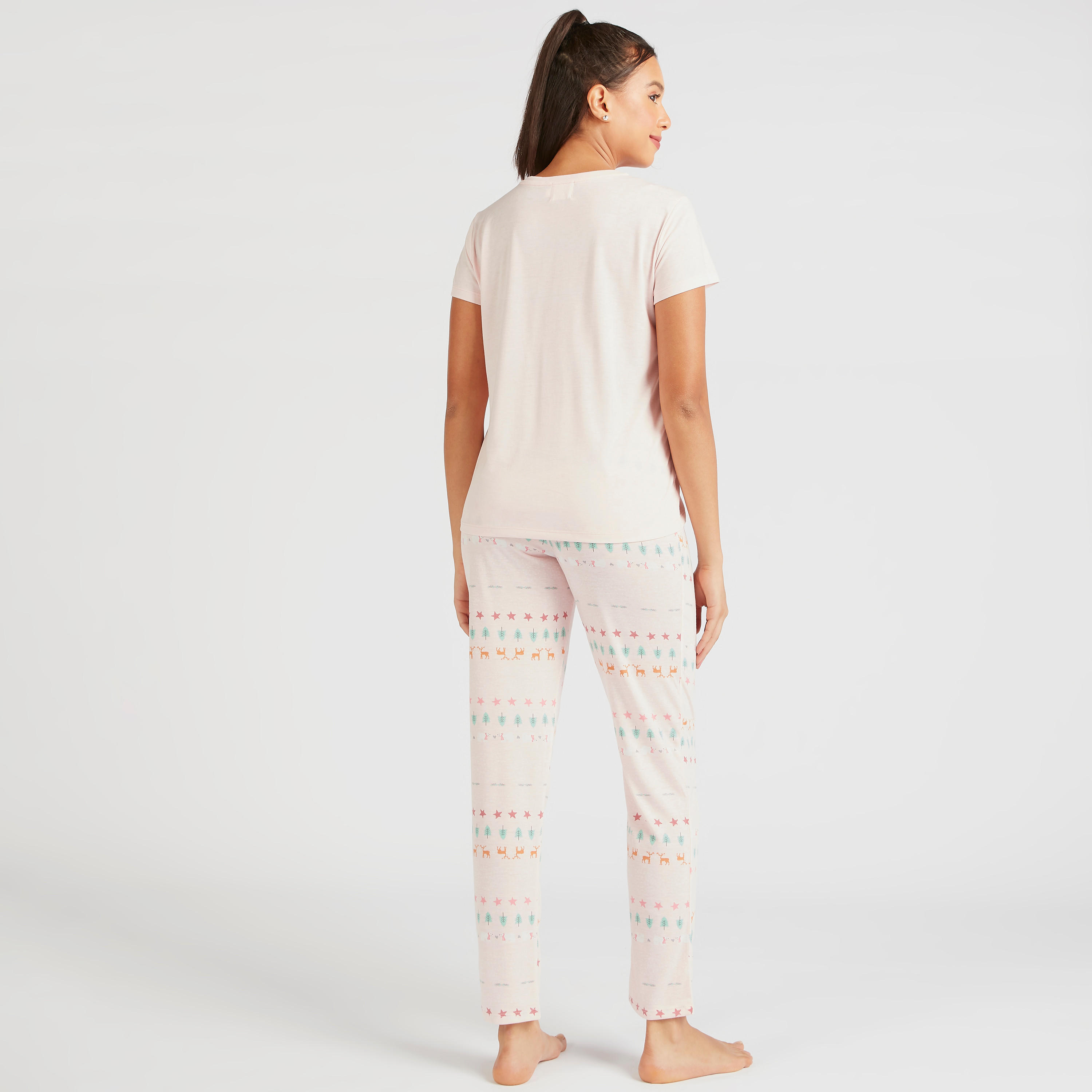 طقم بنطلون بيجاما طويل وجاكيت بقبعة وتيشيرت-women-clothing-nightwear-pyjamas-longsets-image-6