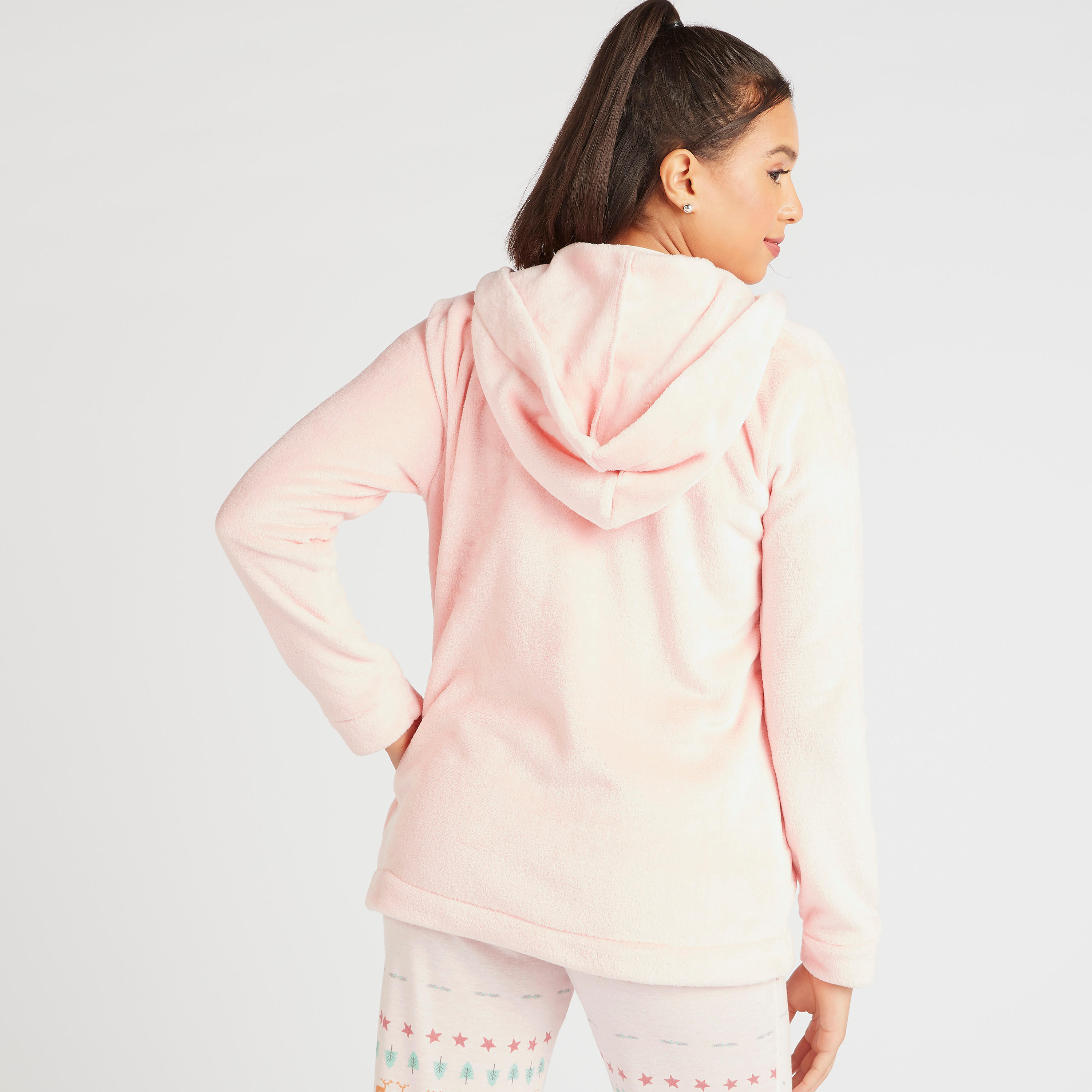طقم بنطلون بيجاما طويل وجاكيت بقبعة وتيشيرت-women-clothing-nightwear-pyjamas-longsets-image-7