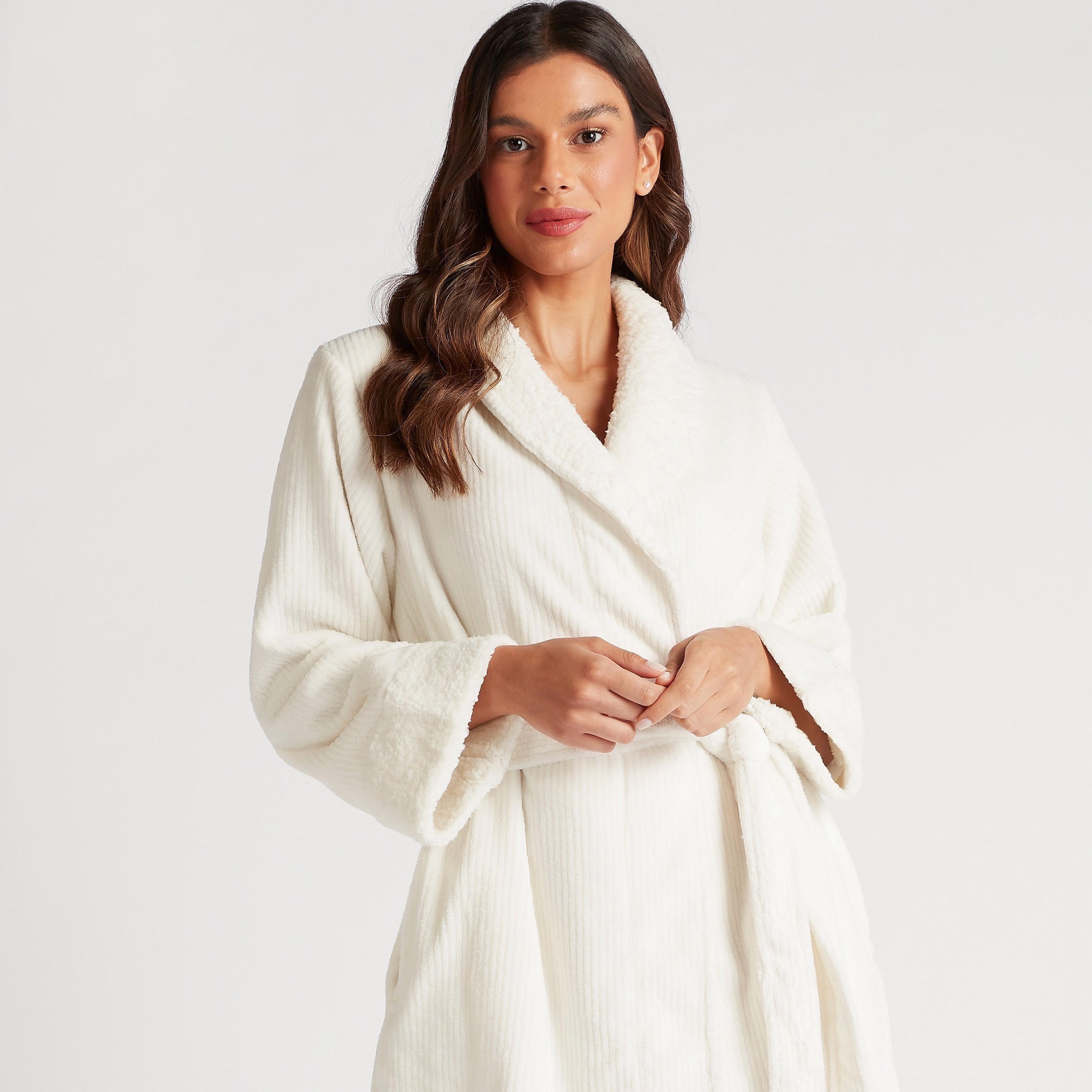 Textured Night Robe with Belt and Pockets-women-clothing-nightwear-robes-image-7