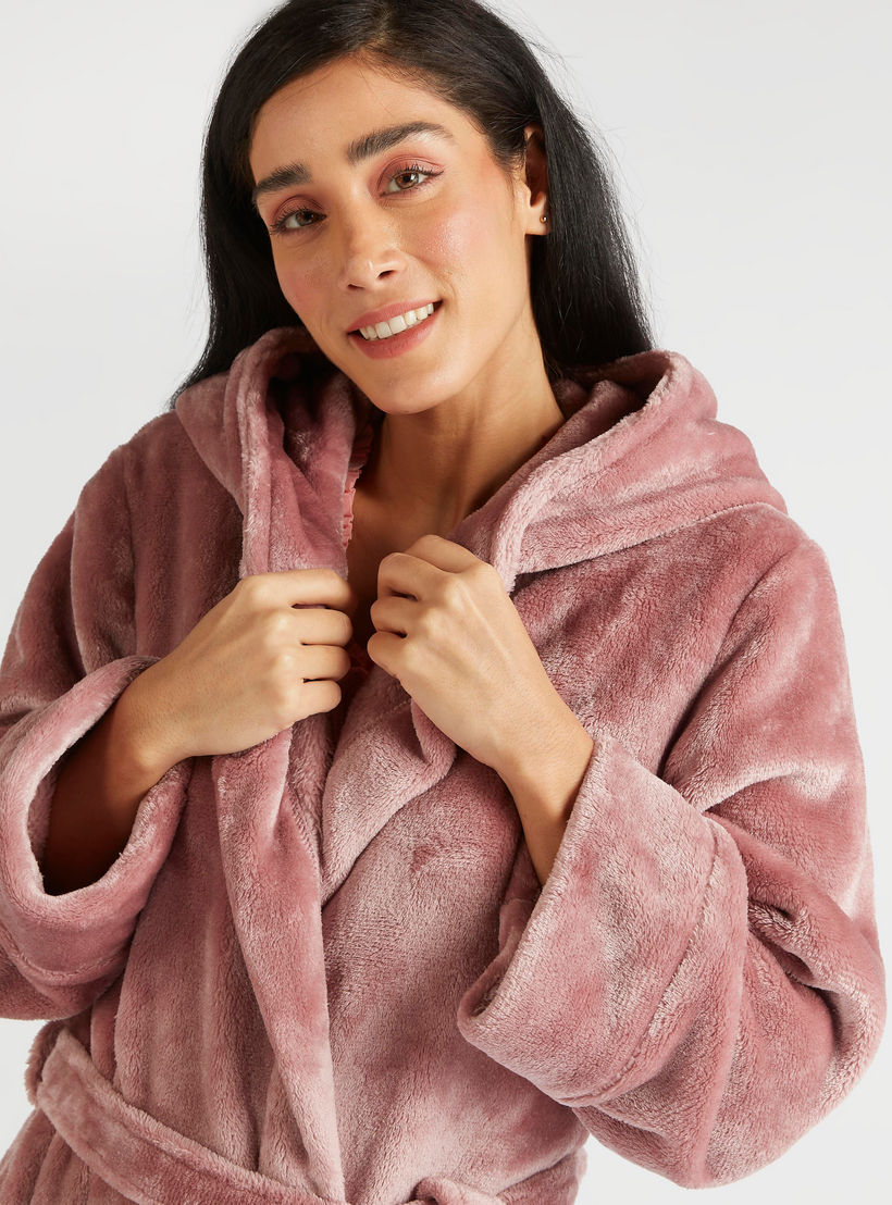 Plush Robe with Tie-Up Belt and Pocket-women-clothing-nightwear-robes-image-3