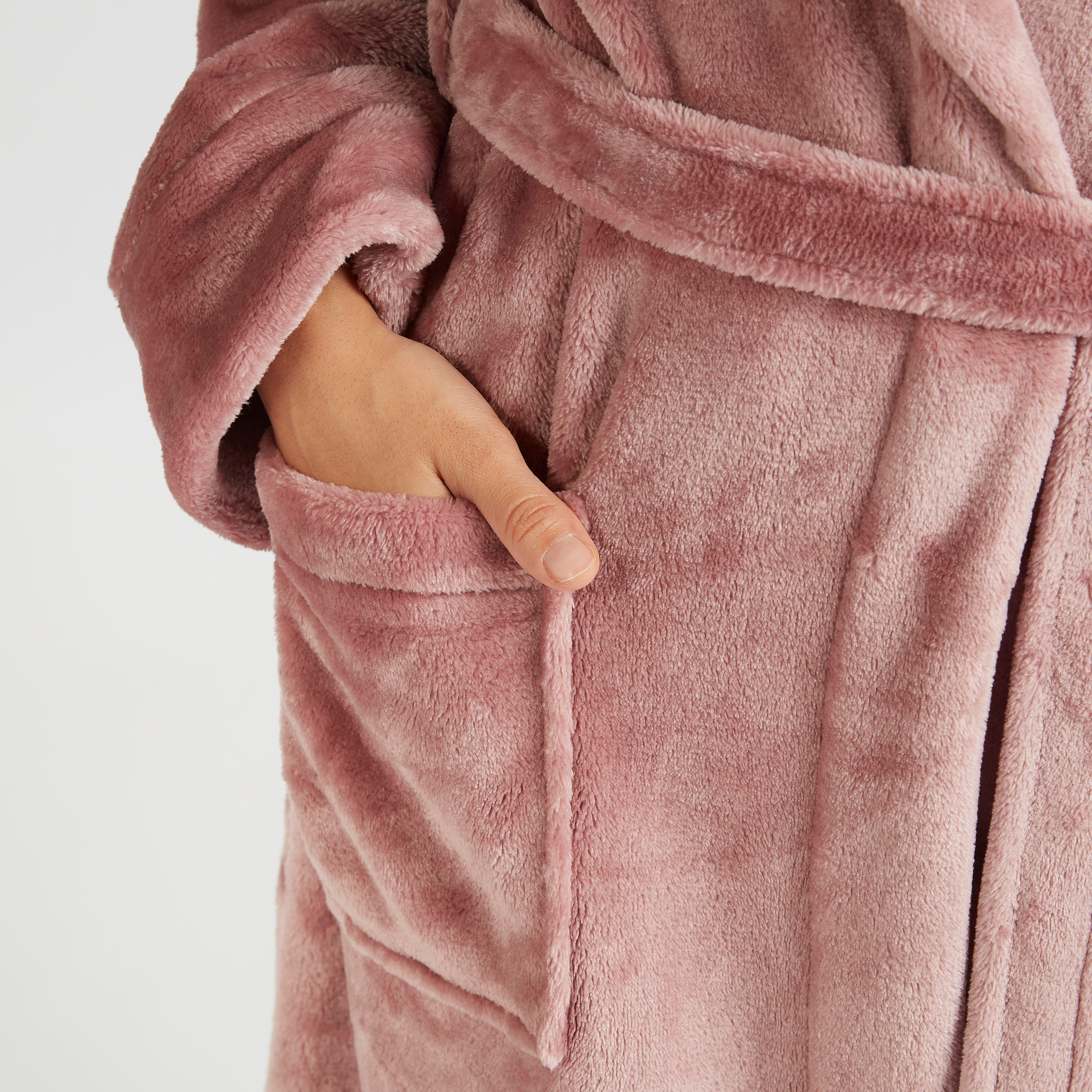 Plush Robe with Tie-Up Belt and Pocket-women-clothing-nightwear-robes-image-5