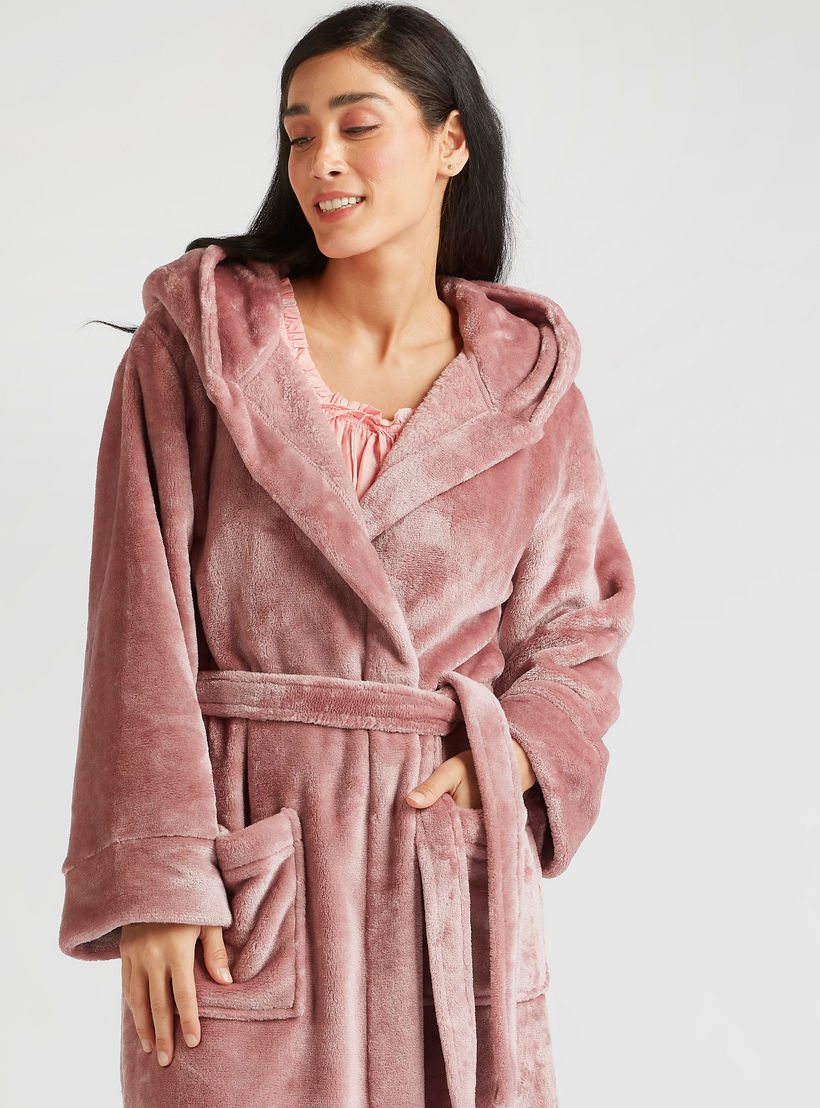 Plush Robe with Tie-Up Belt and Pocket-women-clothing-nightwear-robes-image-7
