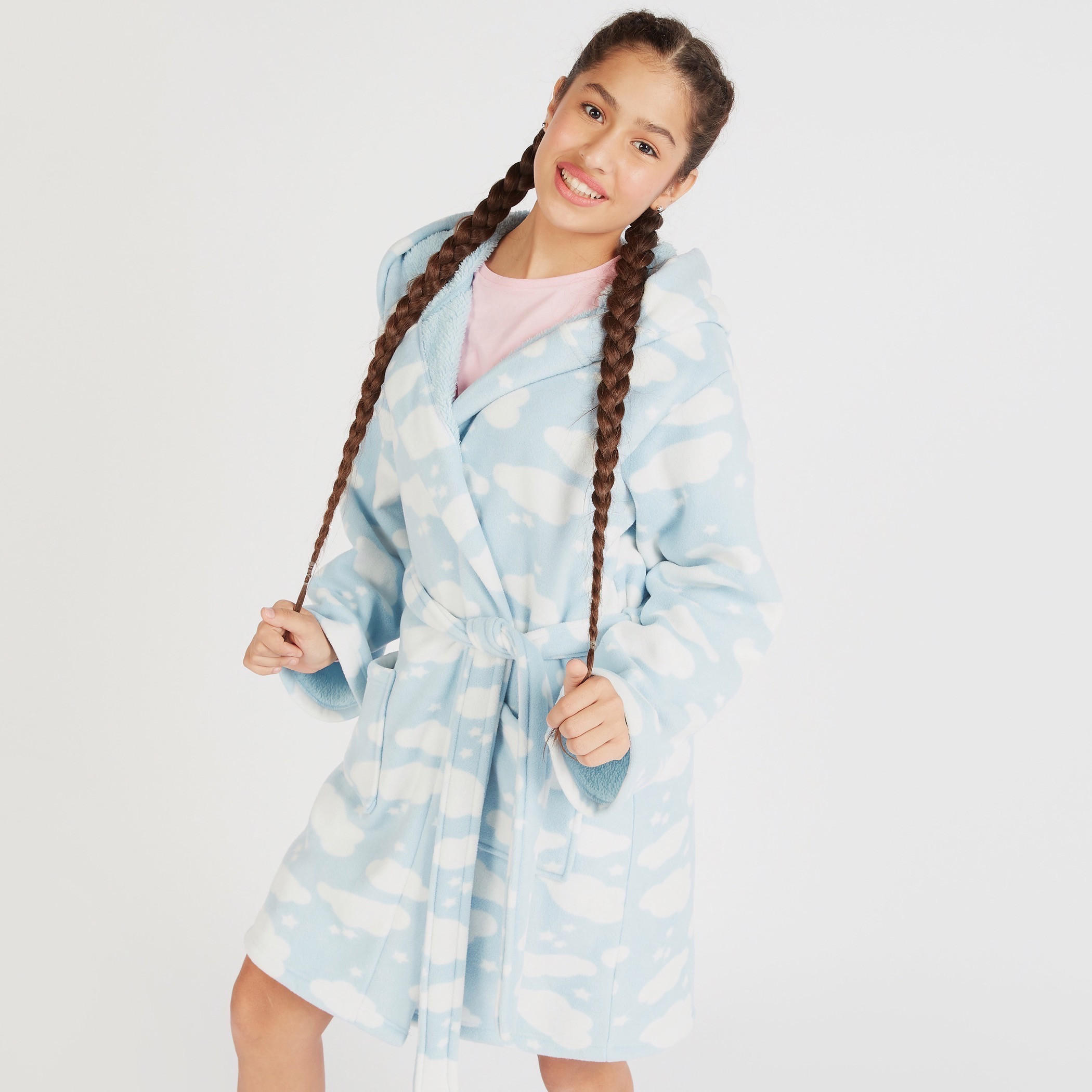 روب نوم بطبعات وقبعة وحزام وحيوب-women-clothing-nightwear-robes-image-1