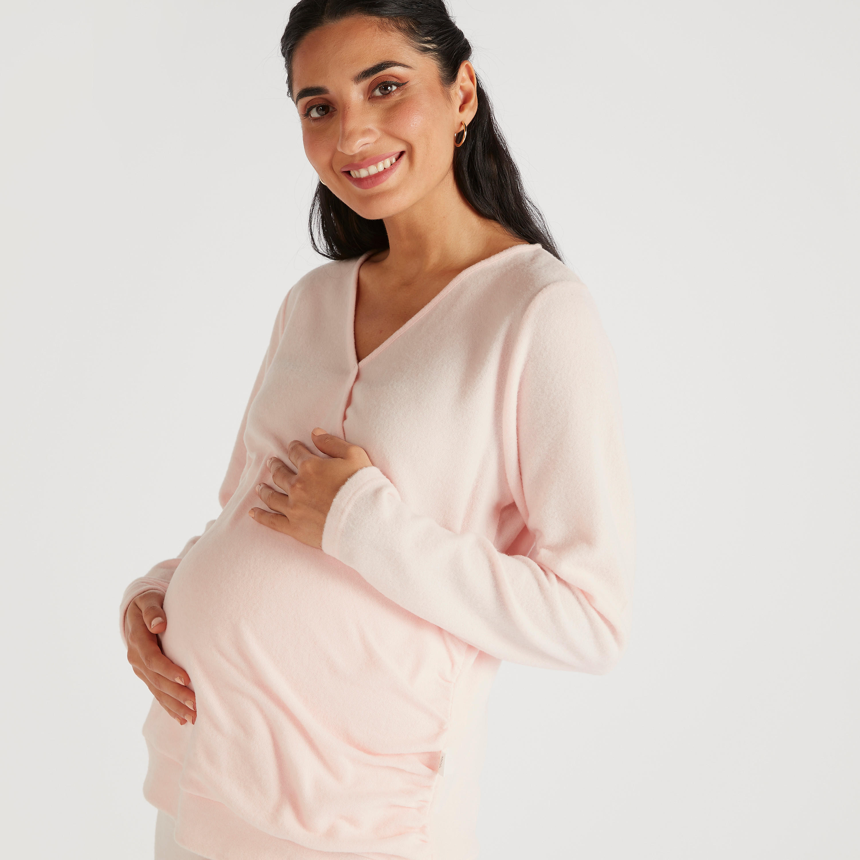 طقم بنطلون بيجاما وبلوزة بياقة v للحوامل-women-clothing-maternity-nightwear-image-6