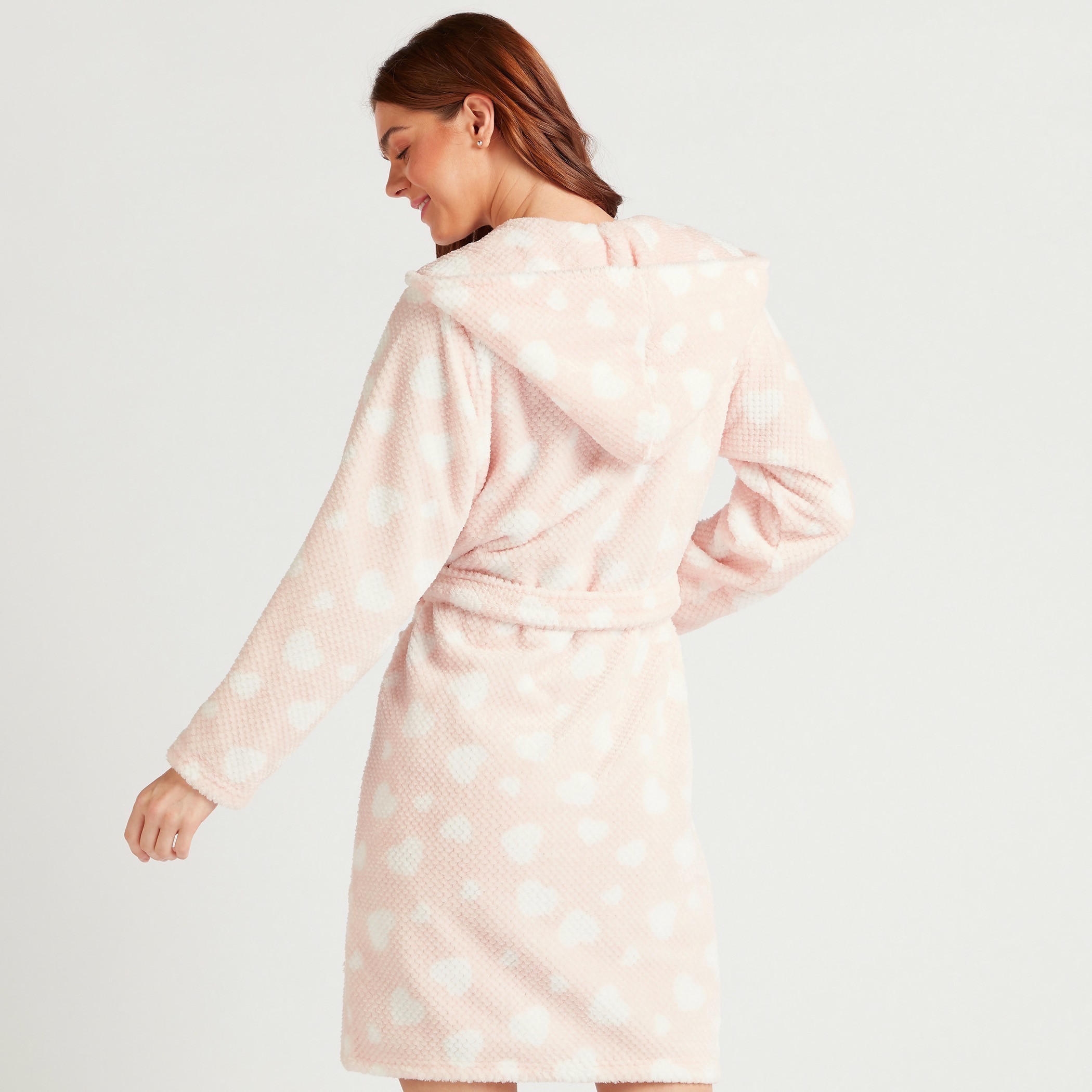 Textured Hooded Night Robe with Belt and Front Pockets-women-clothing-nightwear-robes-image-4