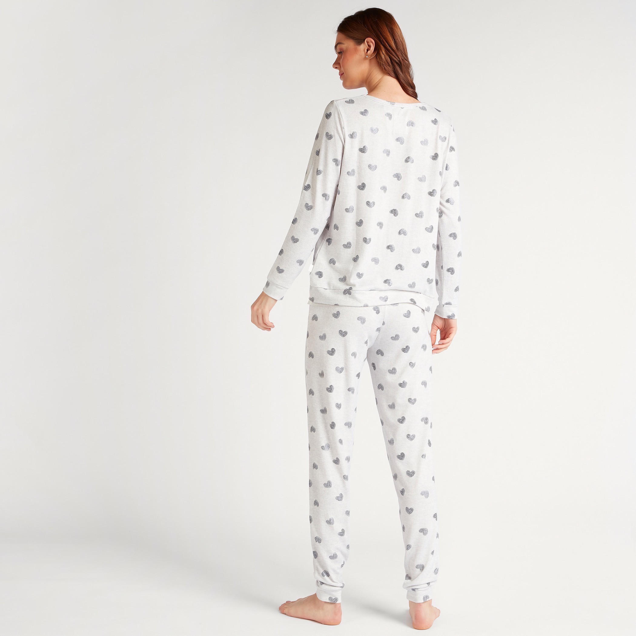 طقم بنطلون بيجاما طويل وتيشيرت بطبعات قلب-women-clothing-nightwear-pyjamas-longsets-image-4