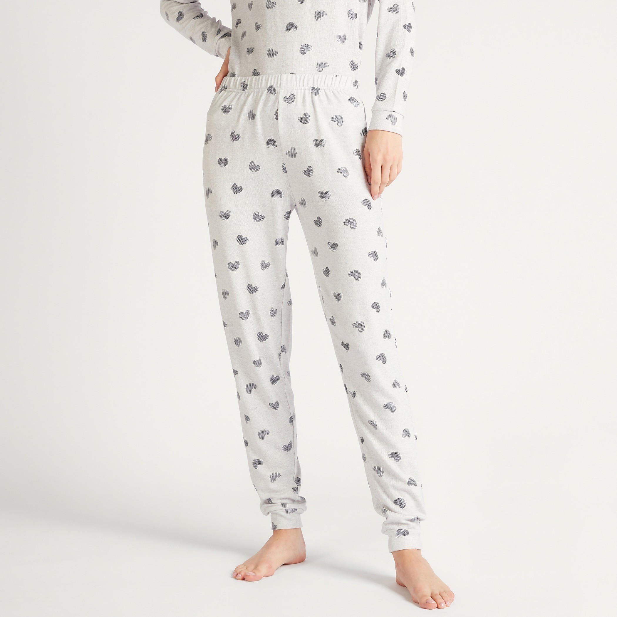 طقم بنطلون بيجاما طويل وتيشيرت بطبعات قلب-women-clothing-nightwear-pyjamas-longsets-image-5